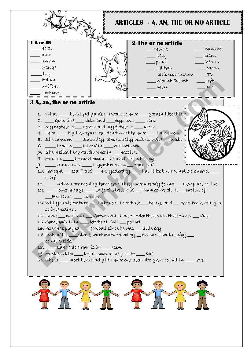 ARTICLES worksheet