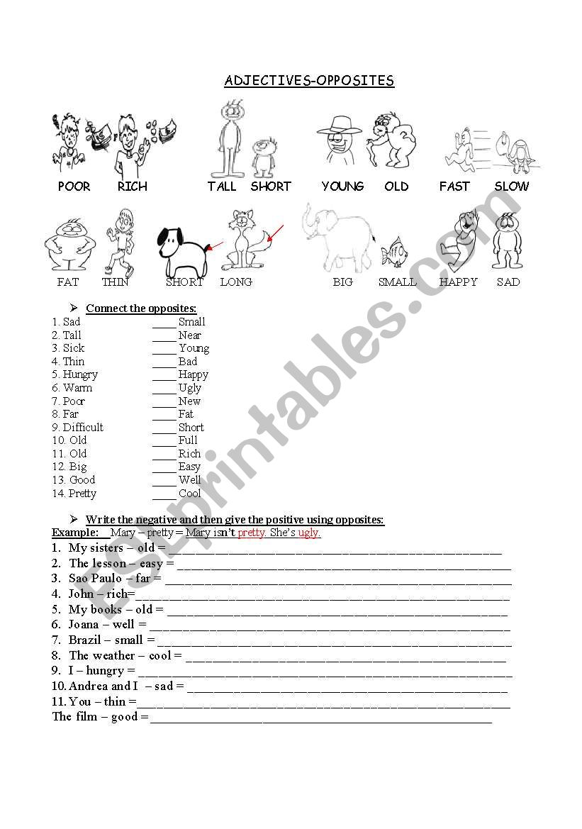 Adjectives - Opposites worksheet