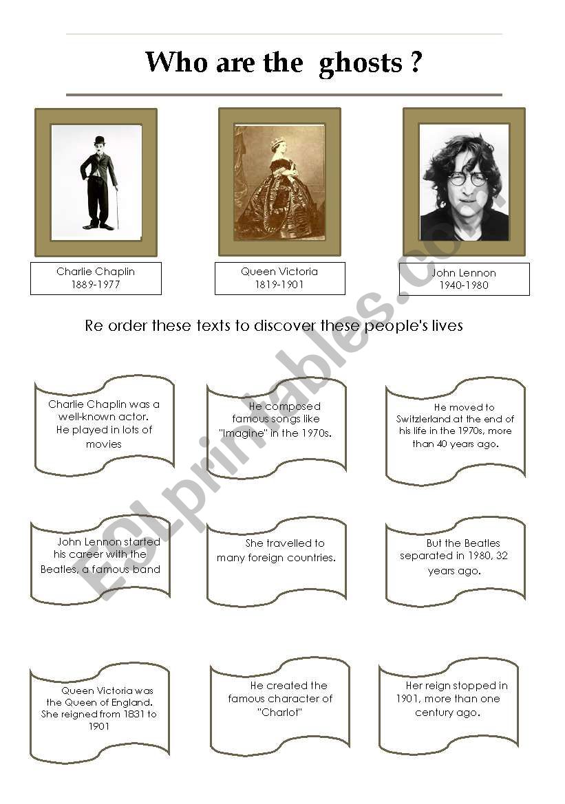 who are the ghosts ? worksheet