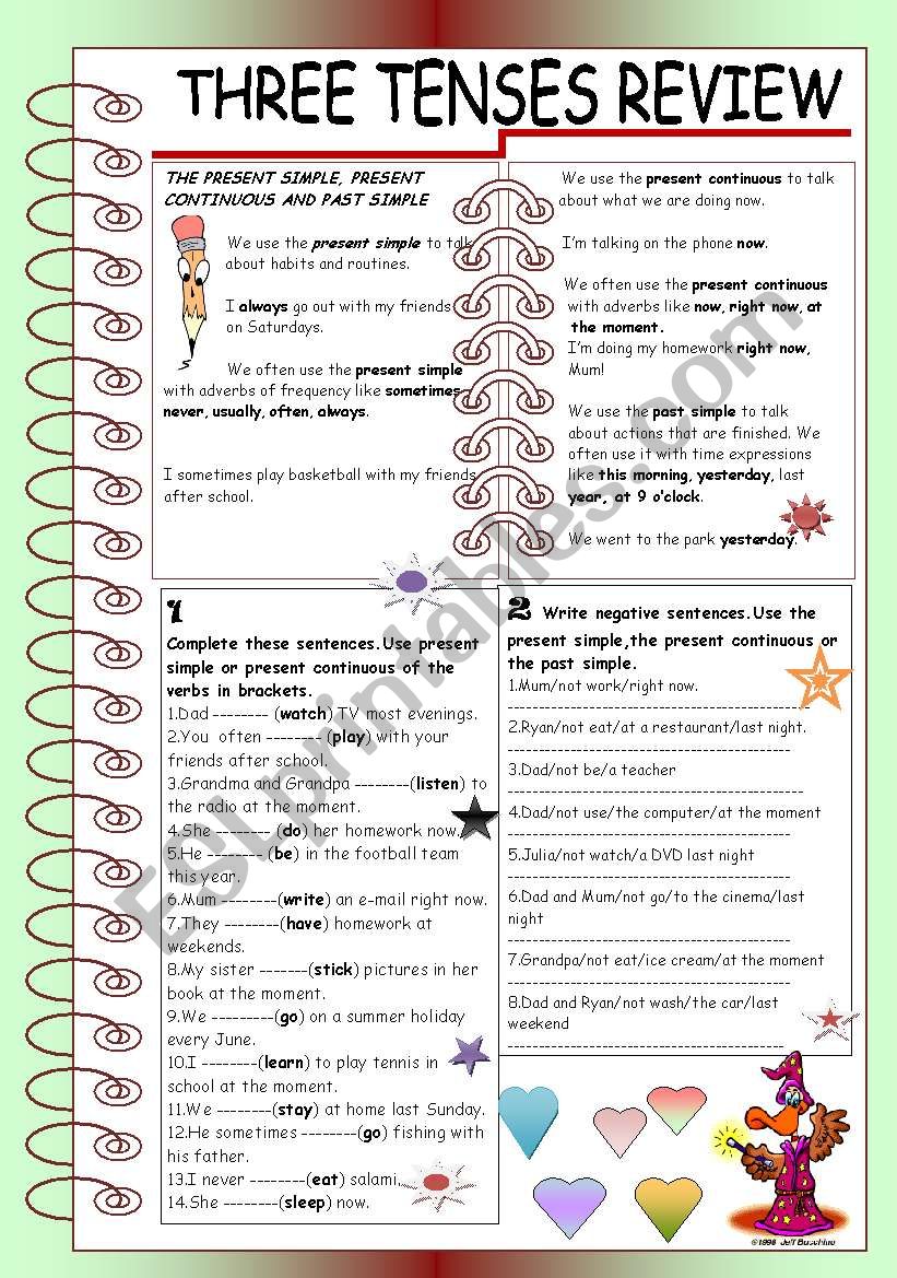 MIXED THREE TENSES worksheet