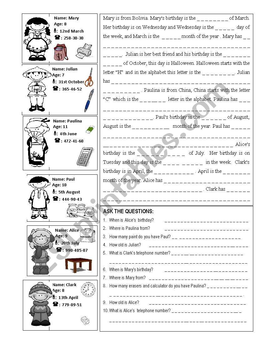 Cardinal and Ordinal Numbers worksheet