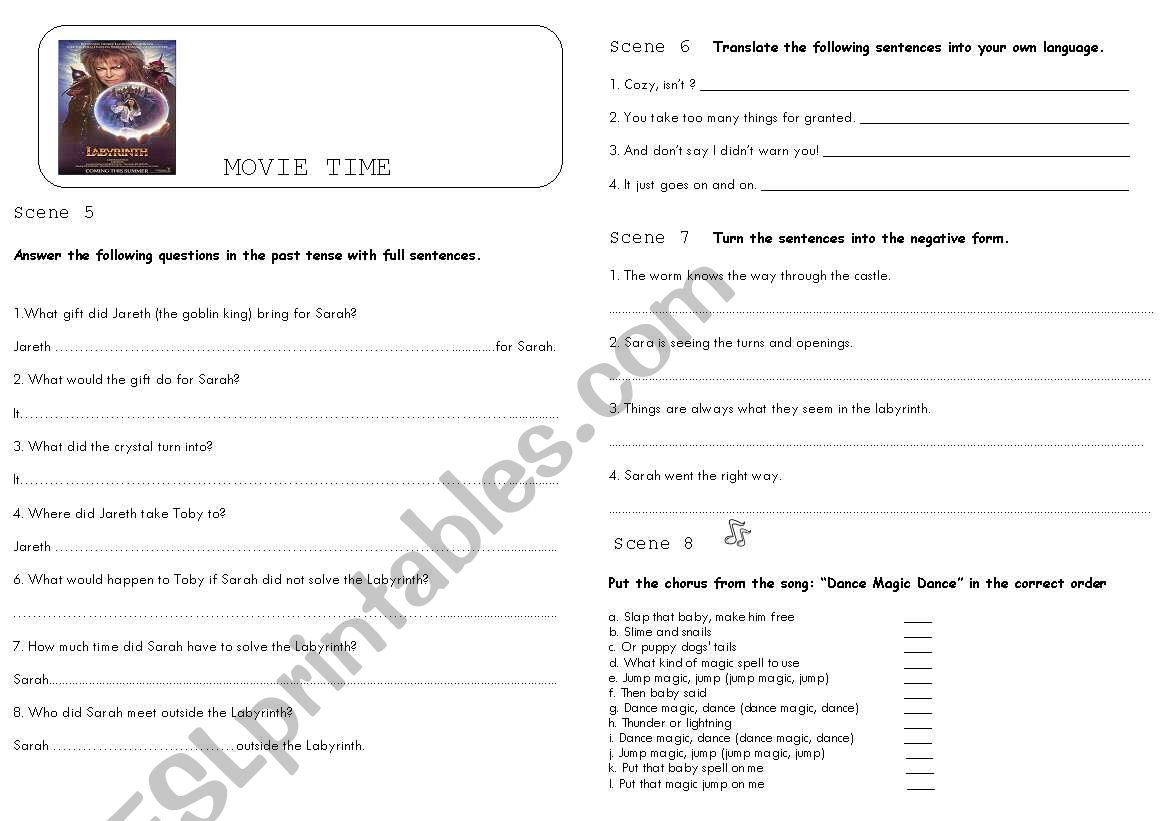 LABERINTH THE MOVIE Part 1 worksheet