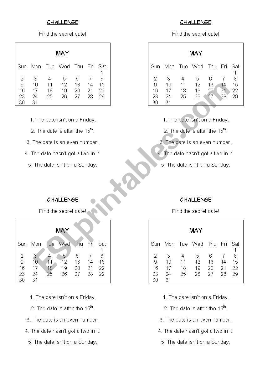 Challenge! Find the secret date