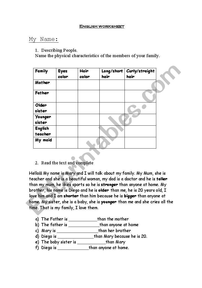 English worksheet worksheet