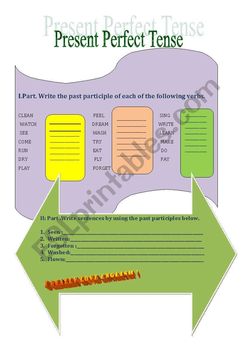 Present perfect tense  worksheet