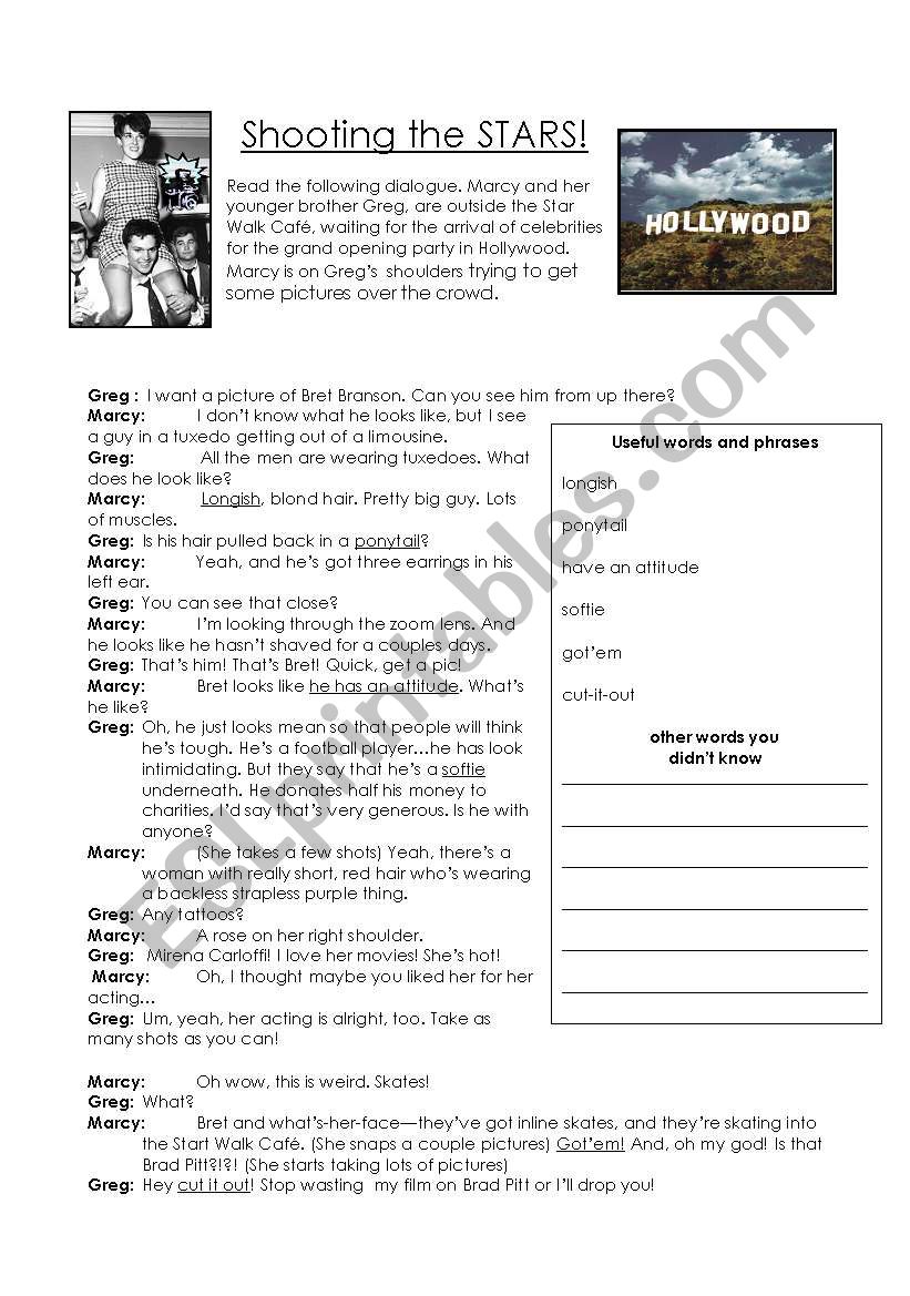 Shooting the stars worksheet