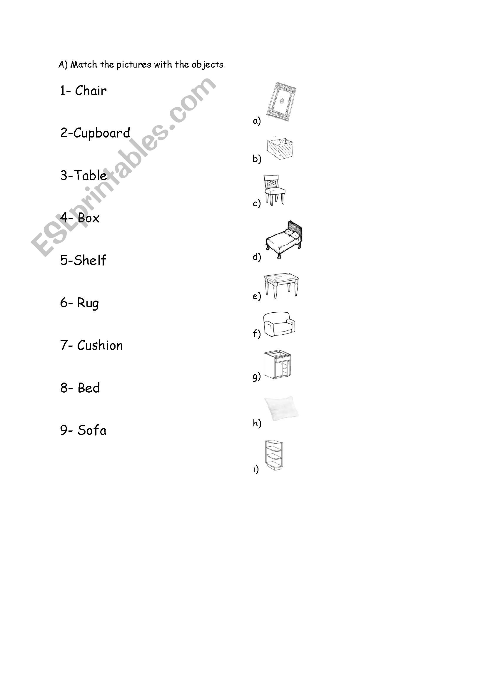 House items worksheet