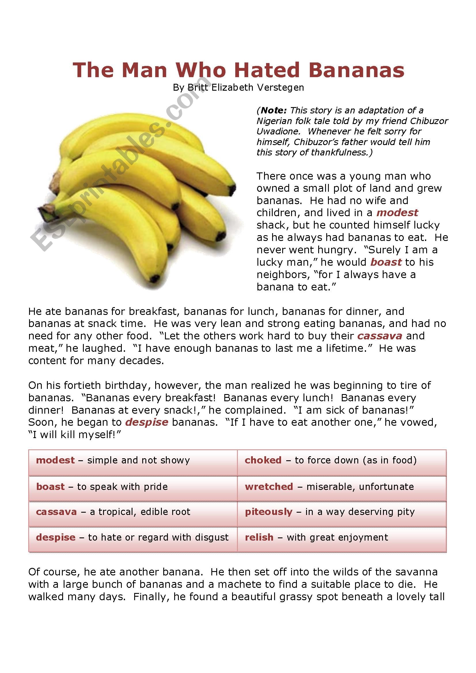 The Man Who Hated Bananas (Short Story) The Man Who Hated Bananas (Short Story)