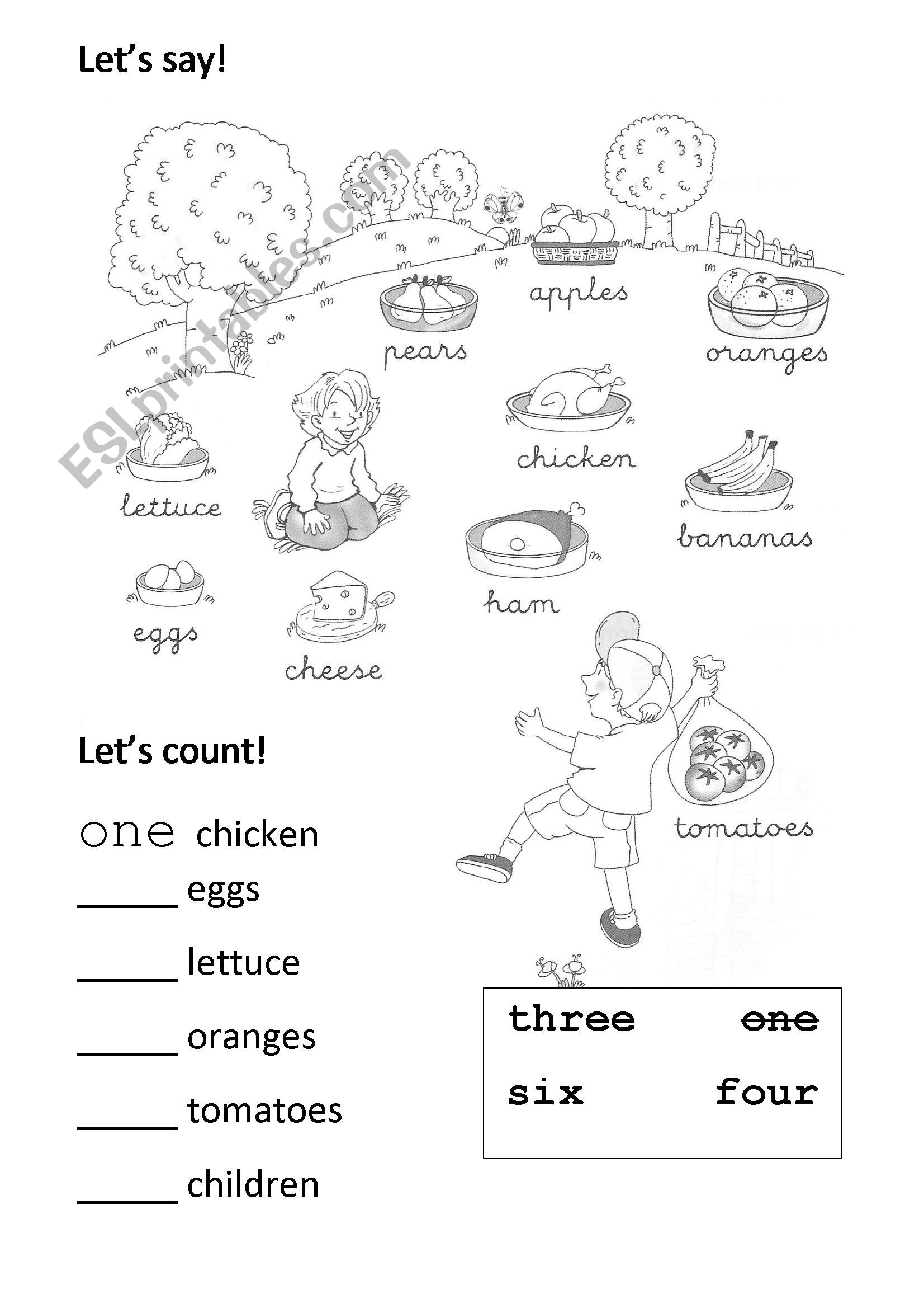 Food and Numbers worksheet