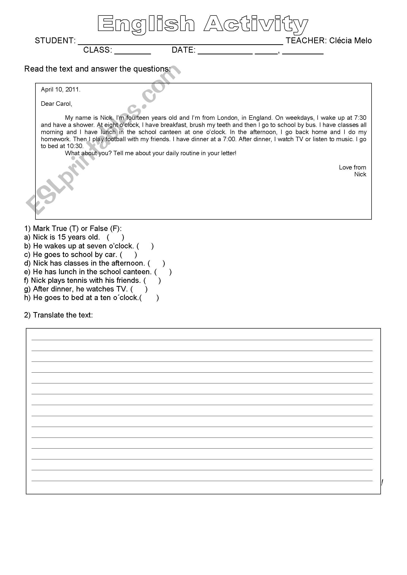 Simple Present worksheet