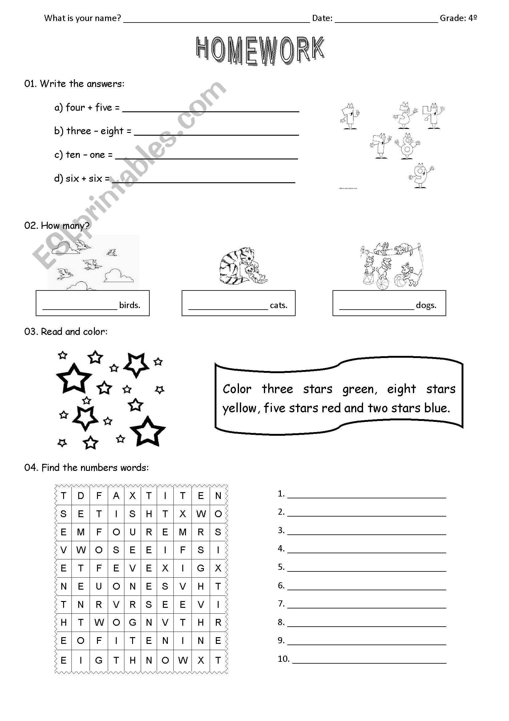 Numbers II worksheet