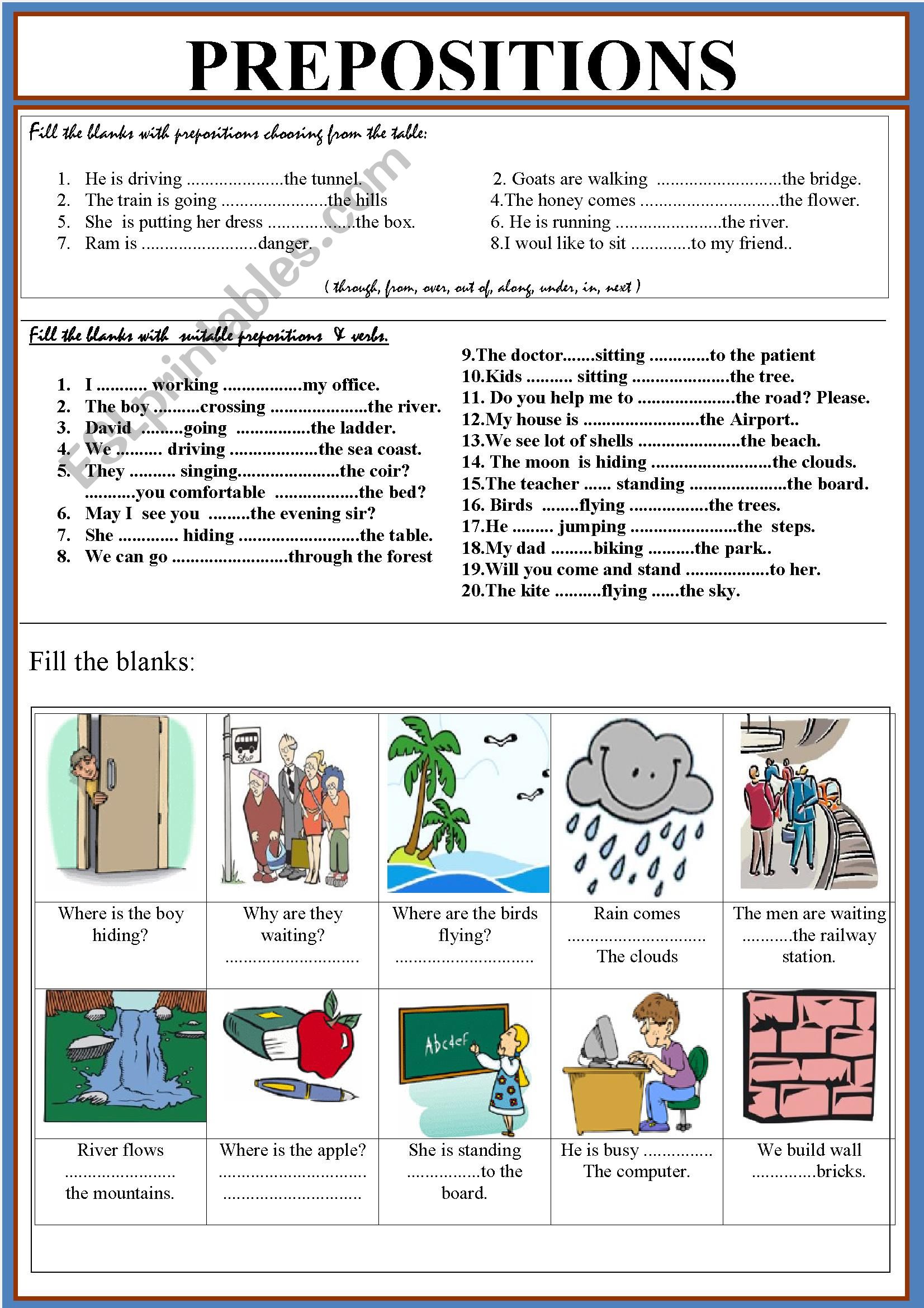 Prepositions worksheet