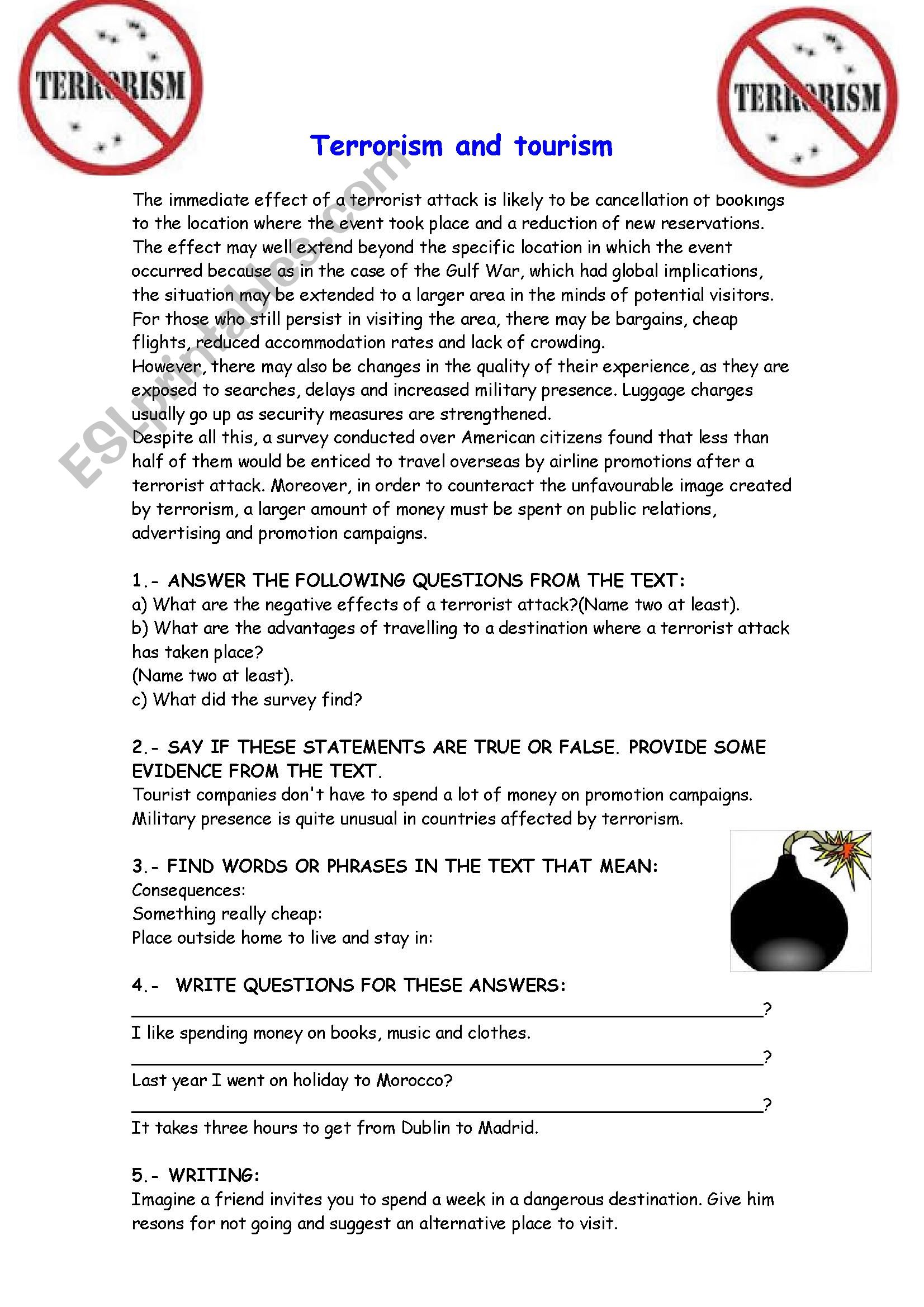 Terrorism  worksheet