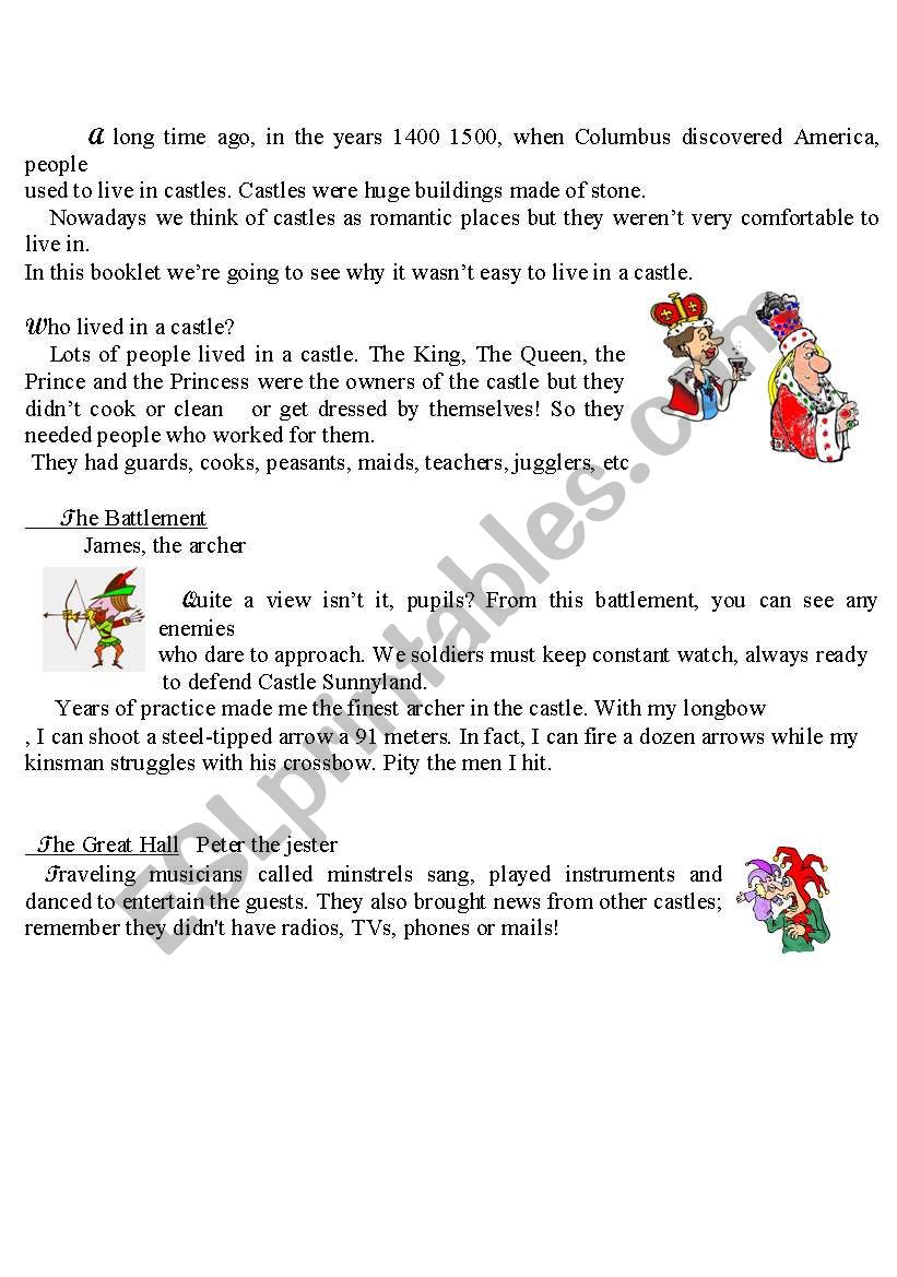 Life in castles 2 worksheet