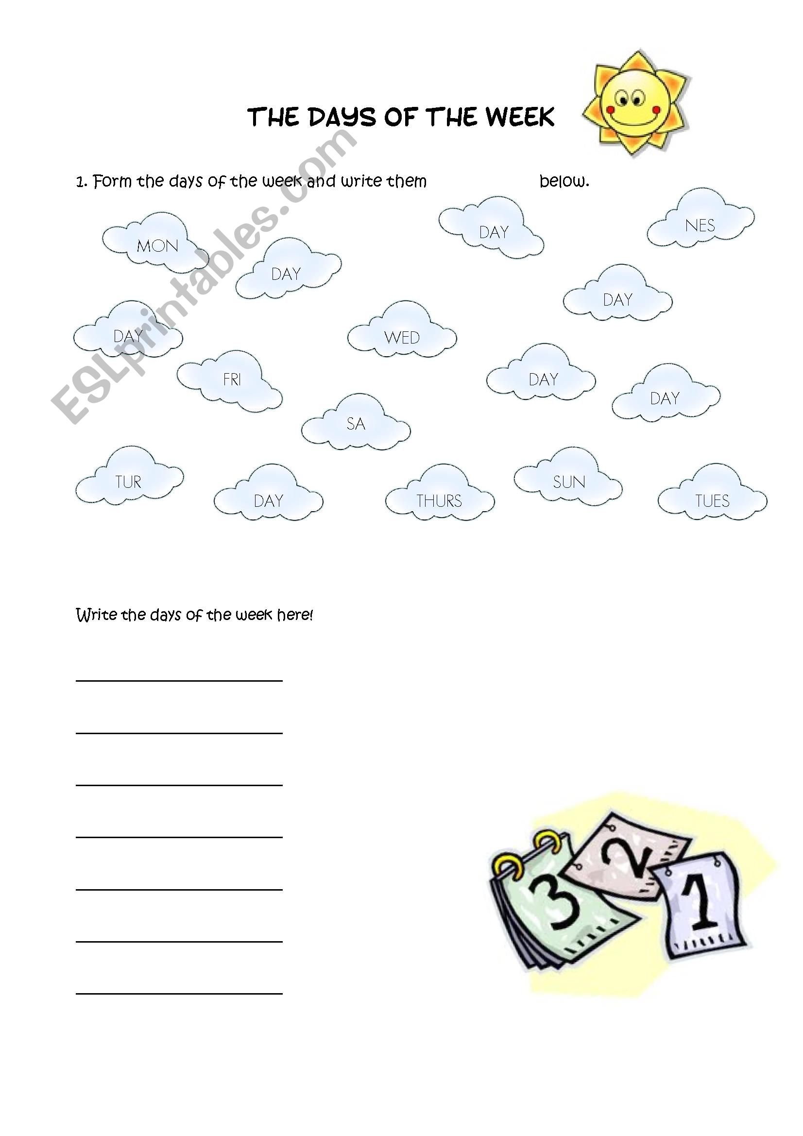 Days of the week worksheet