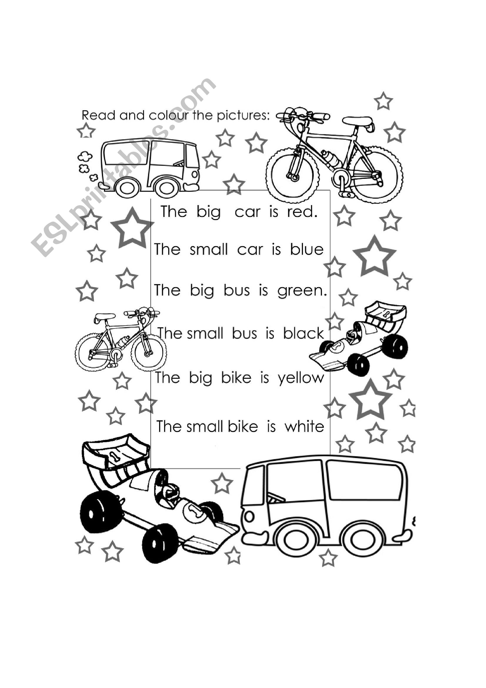 colors and transport worksheet