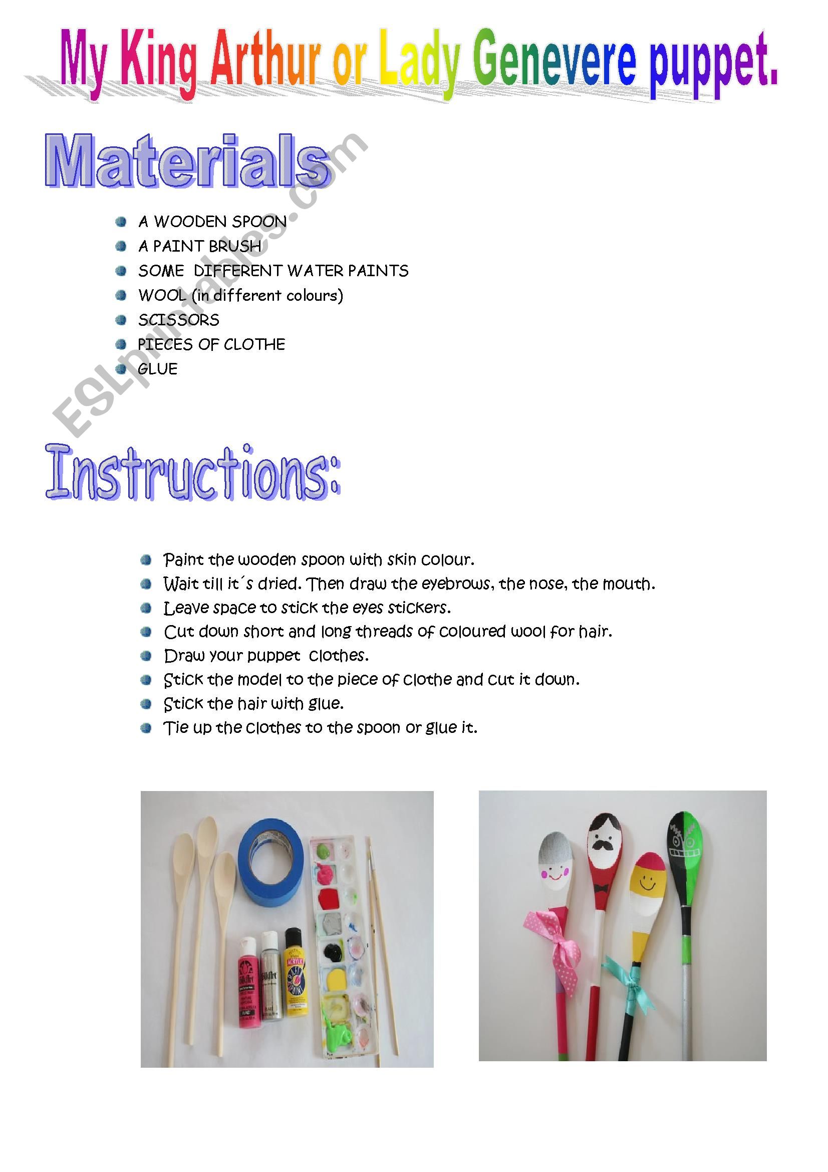 MAKE YOUR OWN PUPPET worksheet