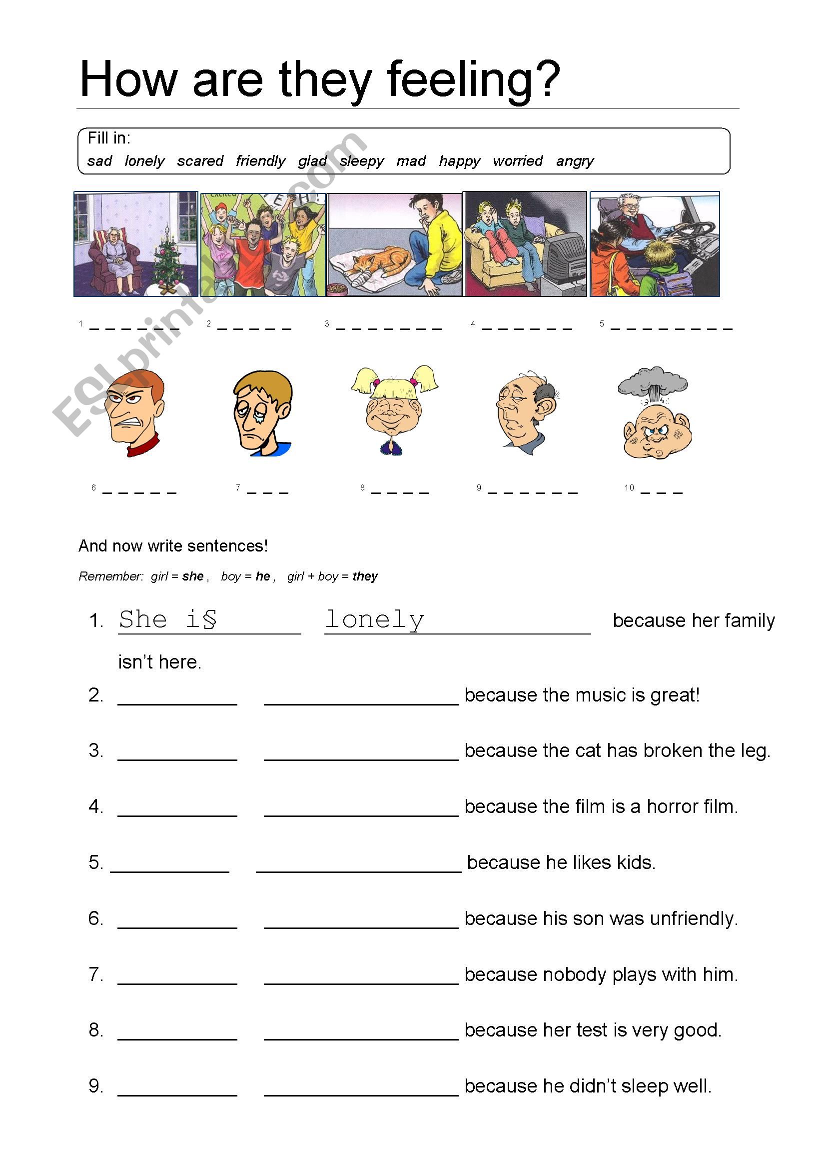 Feelings worksheet