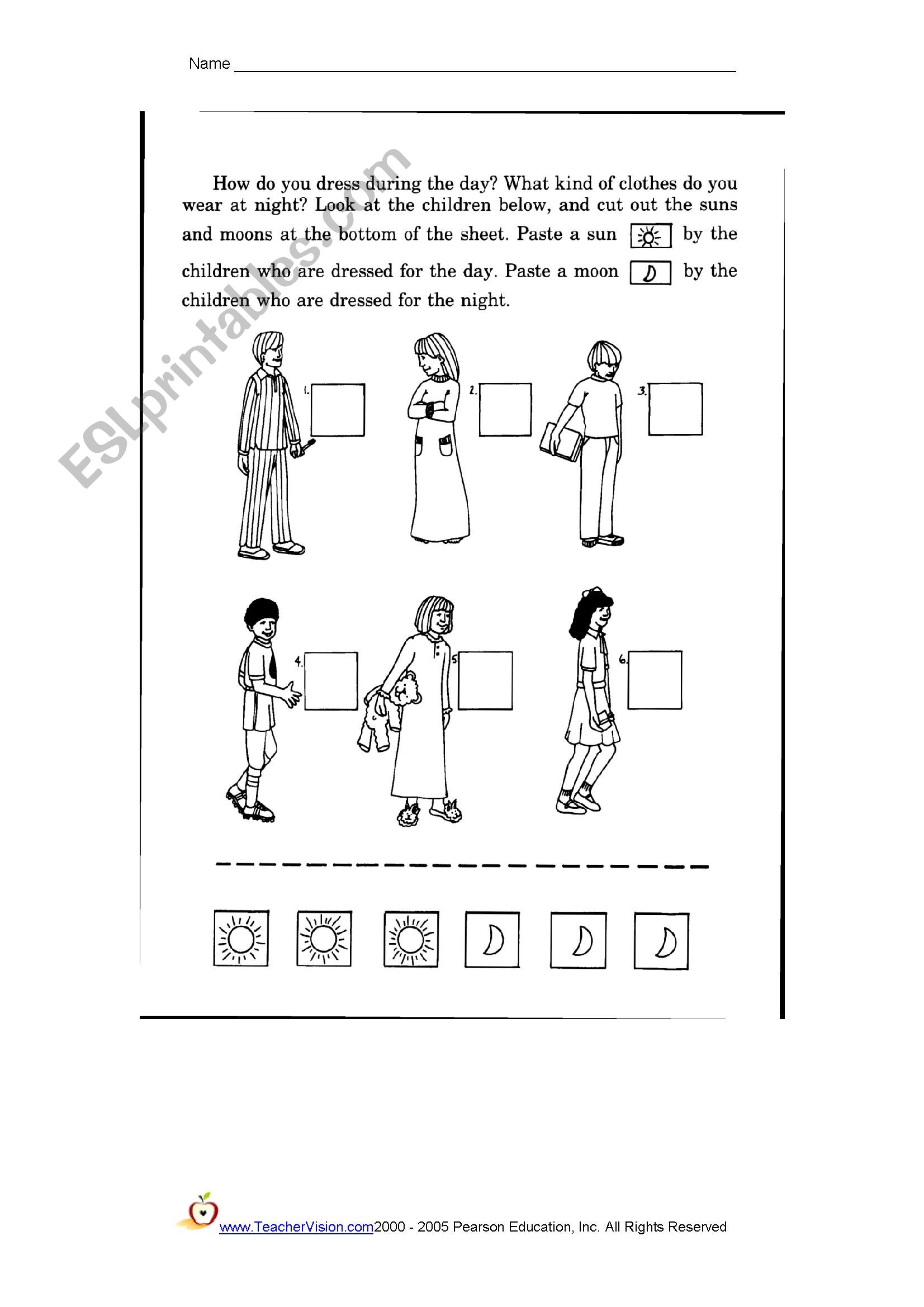 night and day worksheet