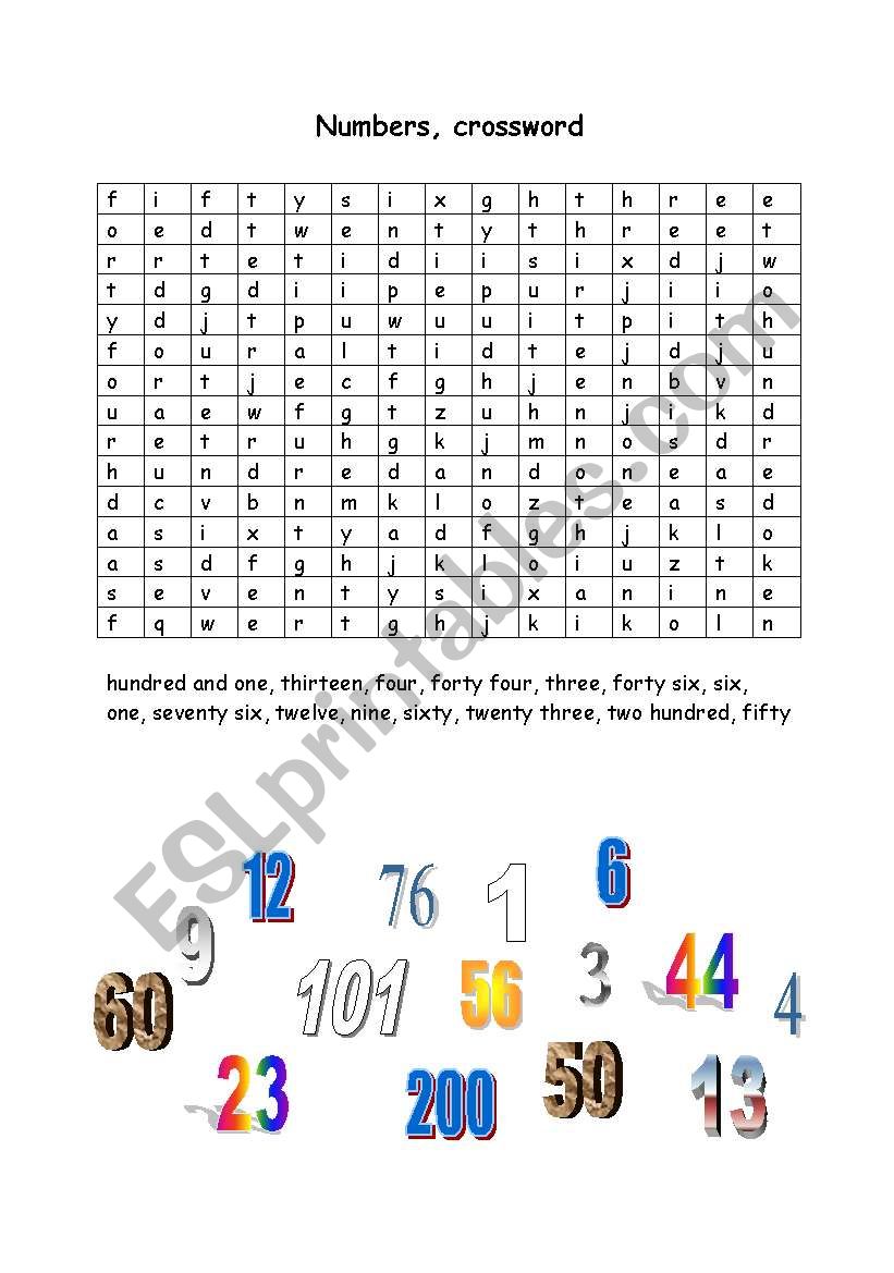 numbers worksheet