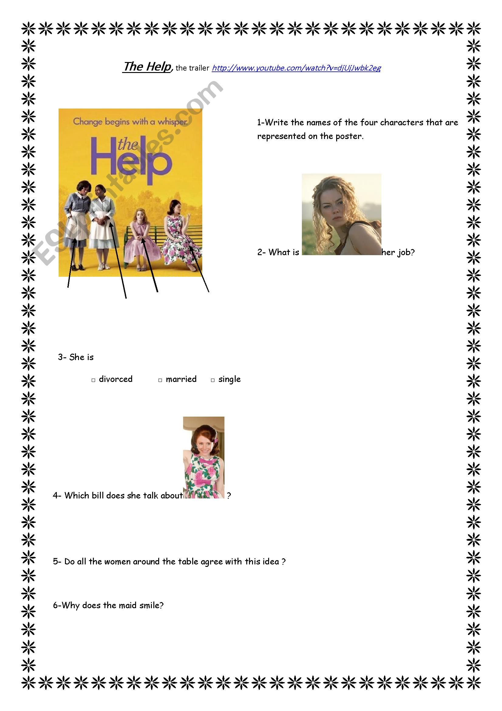 The Help, the film worksheet