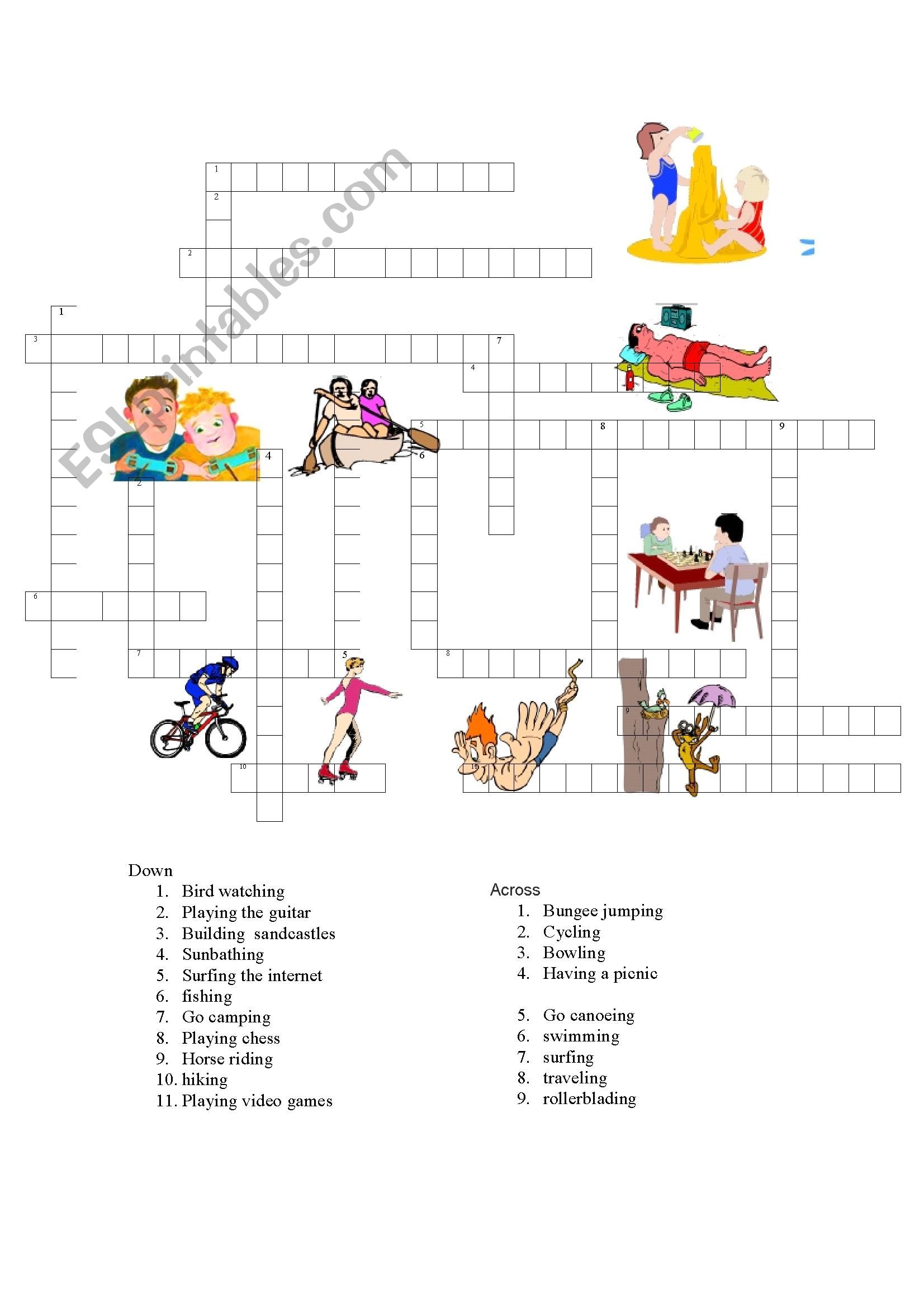 Hobbies worksheet