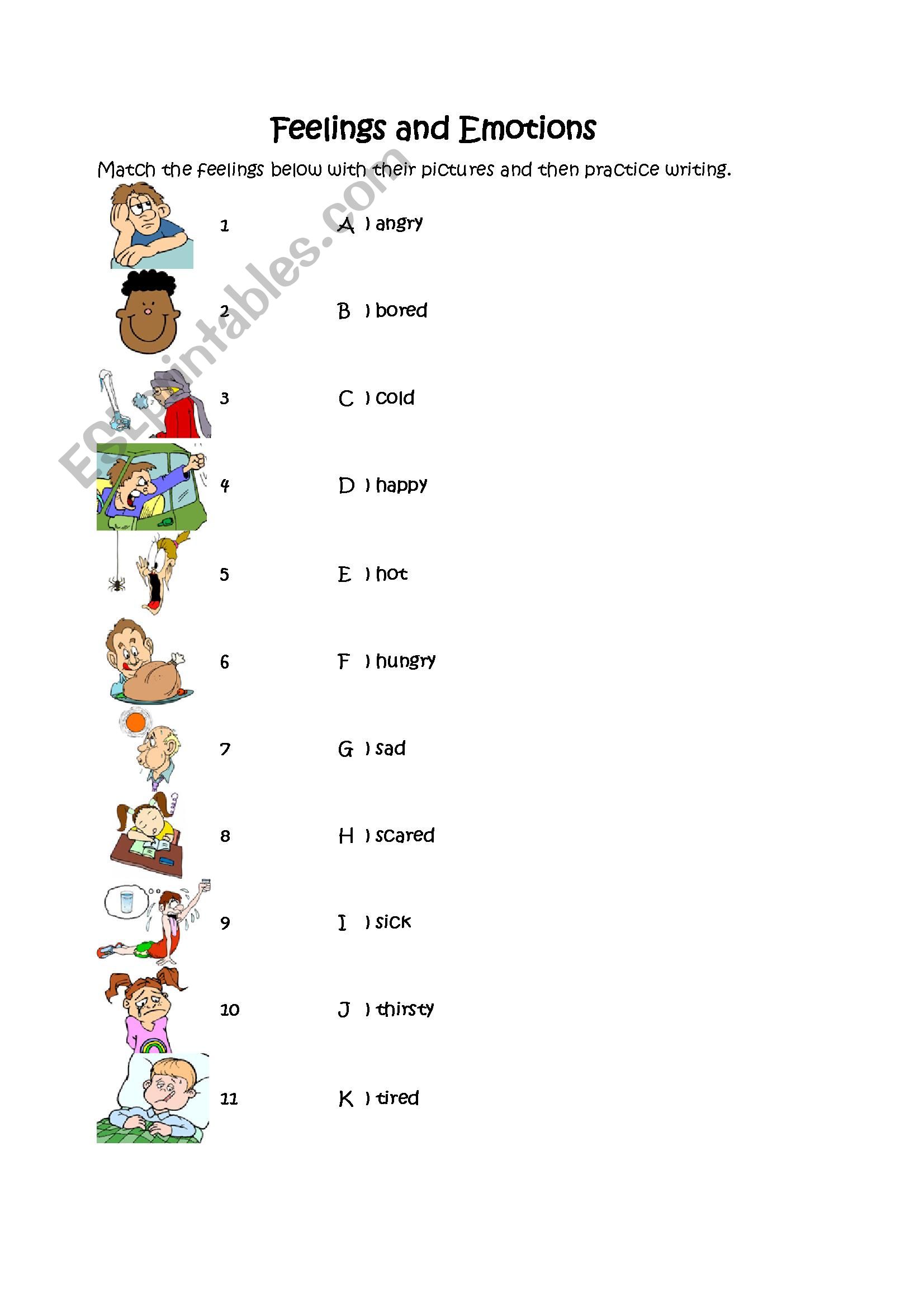 feeling and emotions worksheet