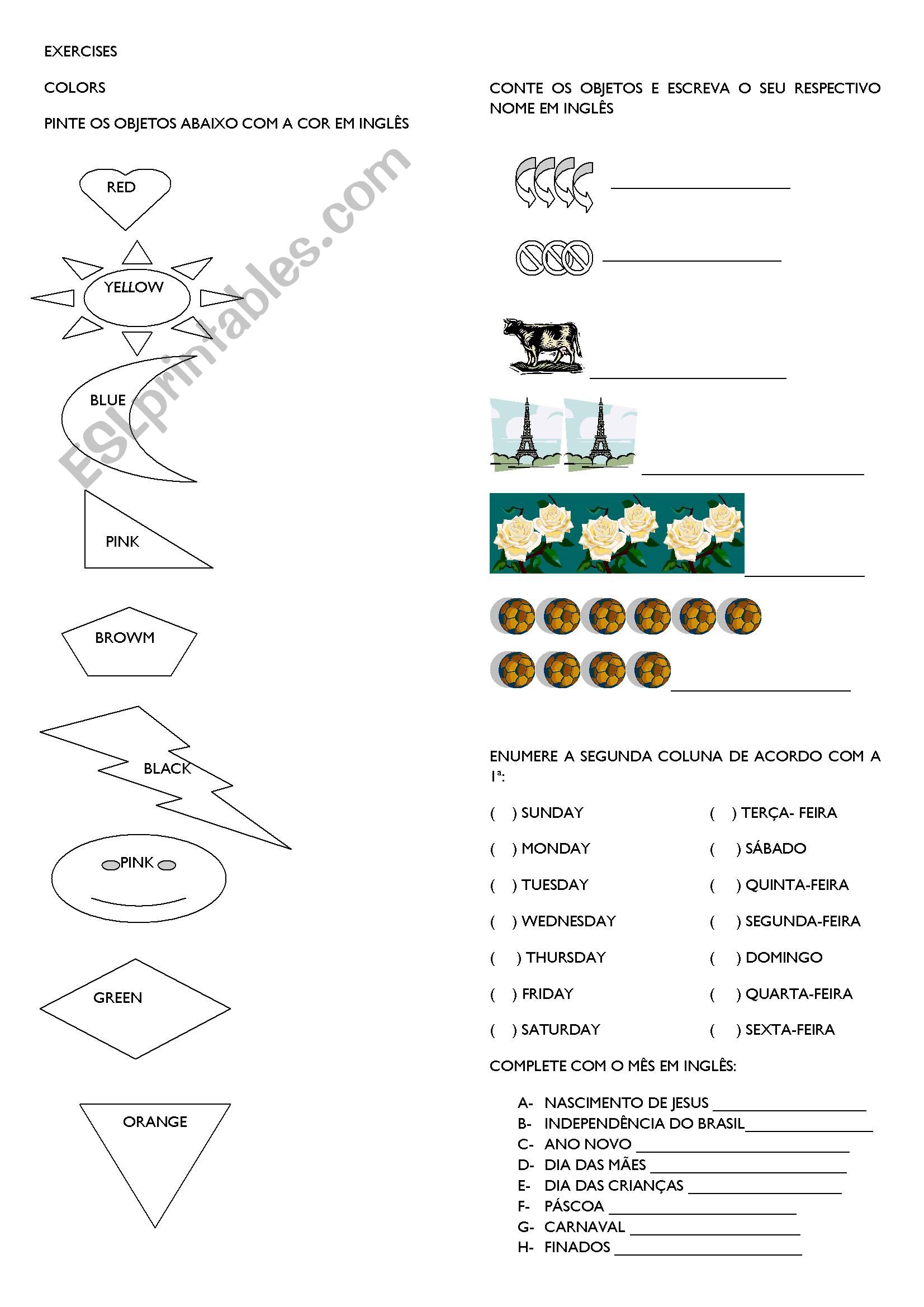 colours and numbers worksheet