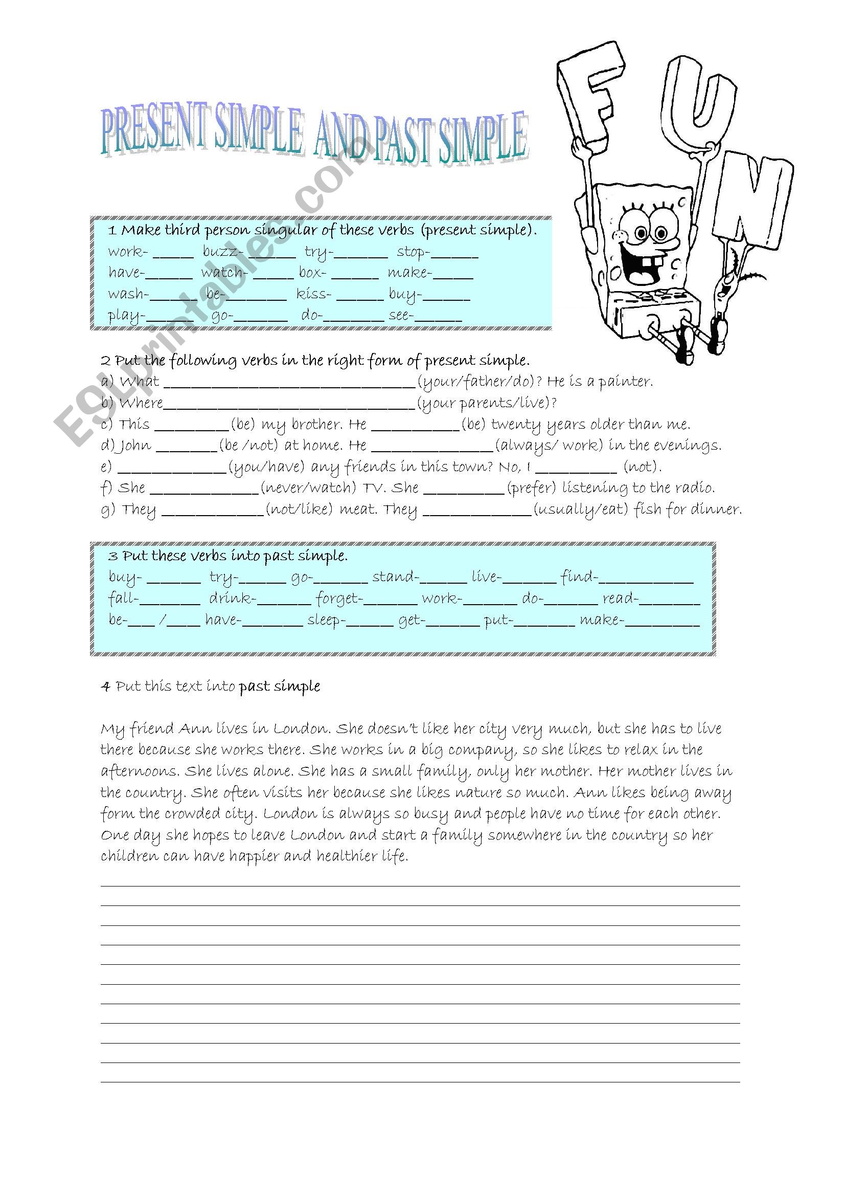 PRESENT AND PAST SIMPLE worksheet