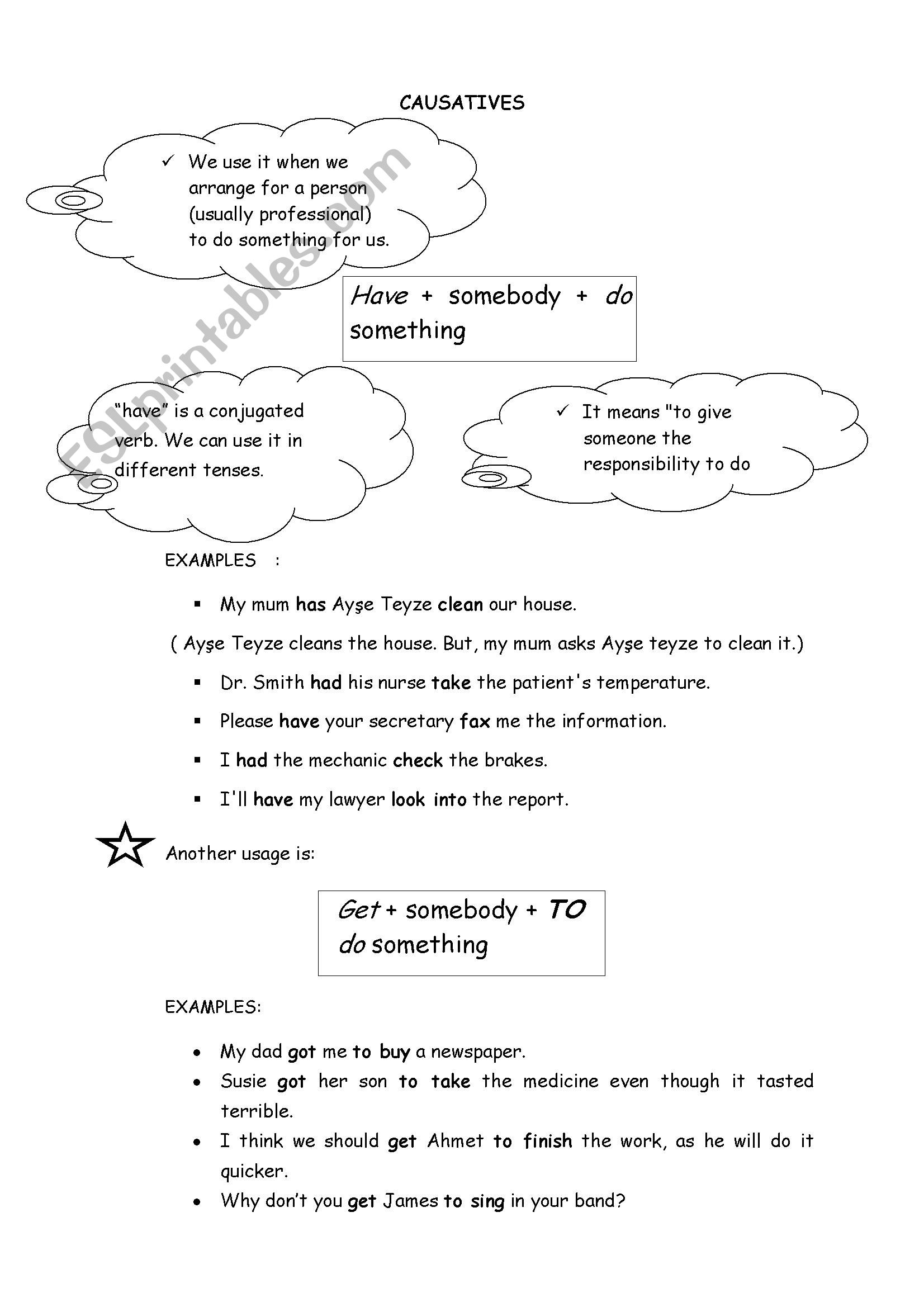 Causatives worksheet