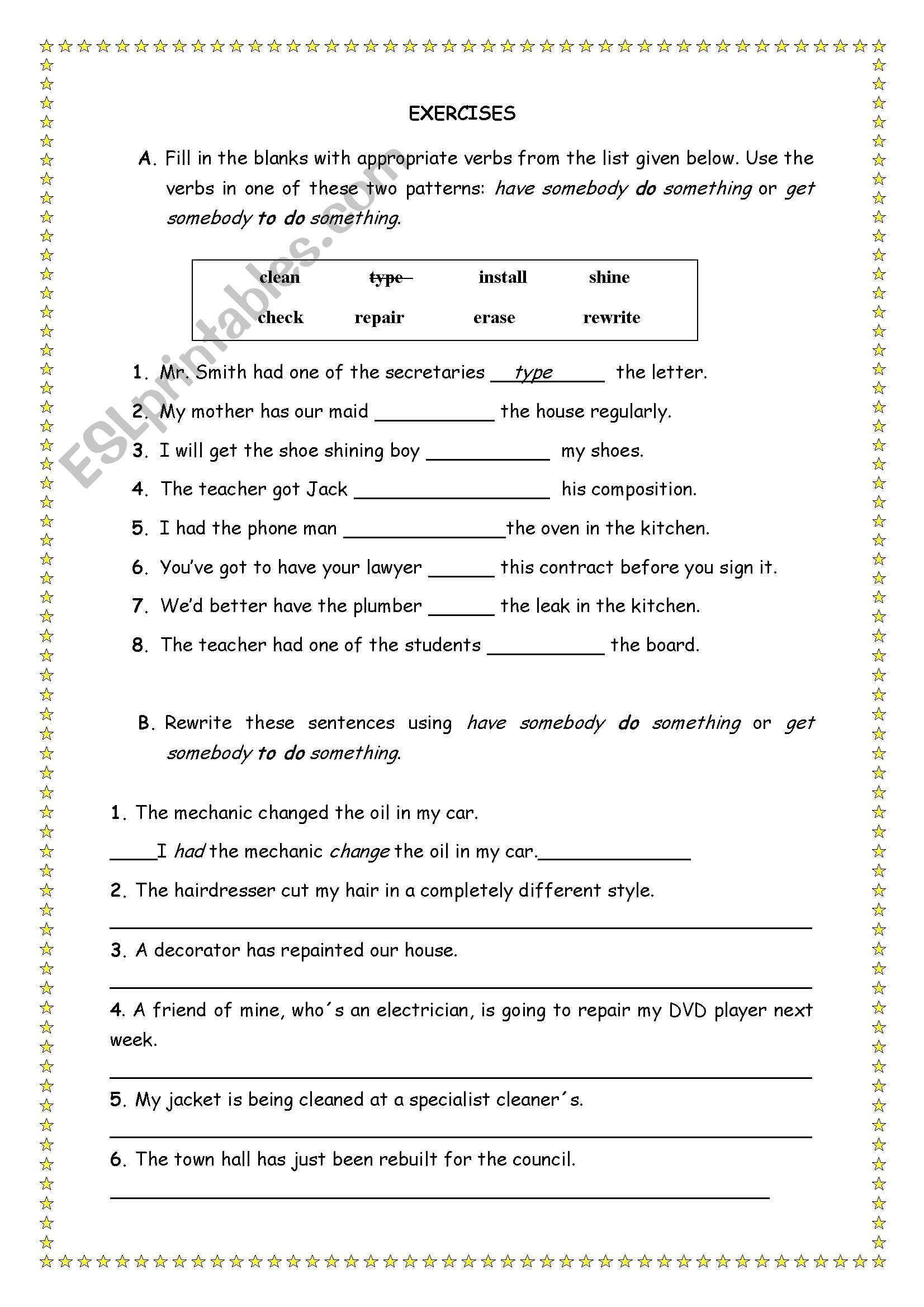 Causatives worksheet