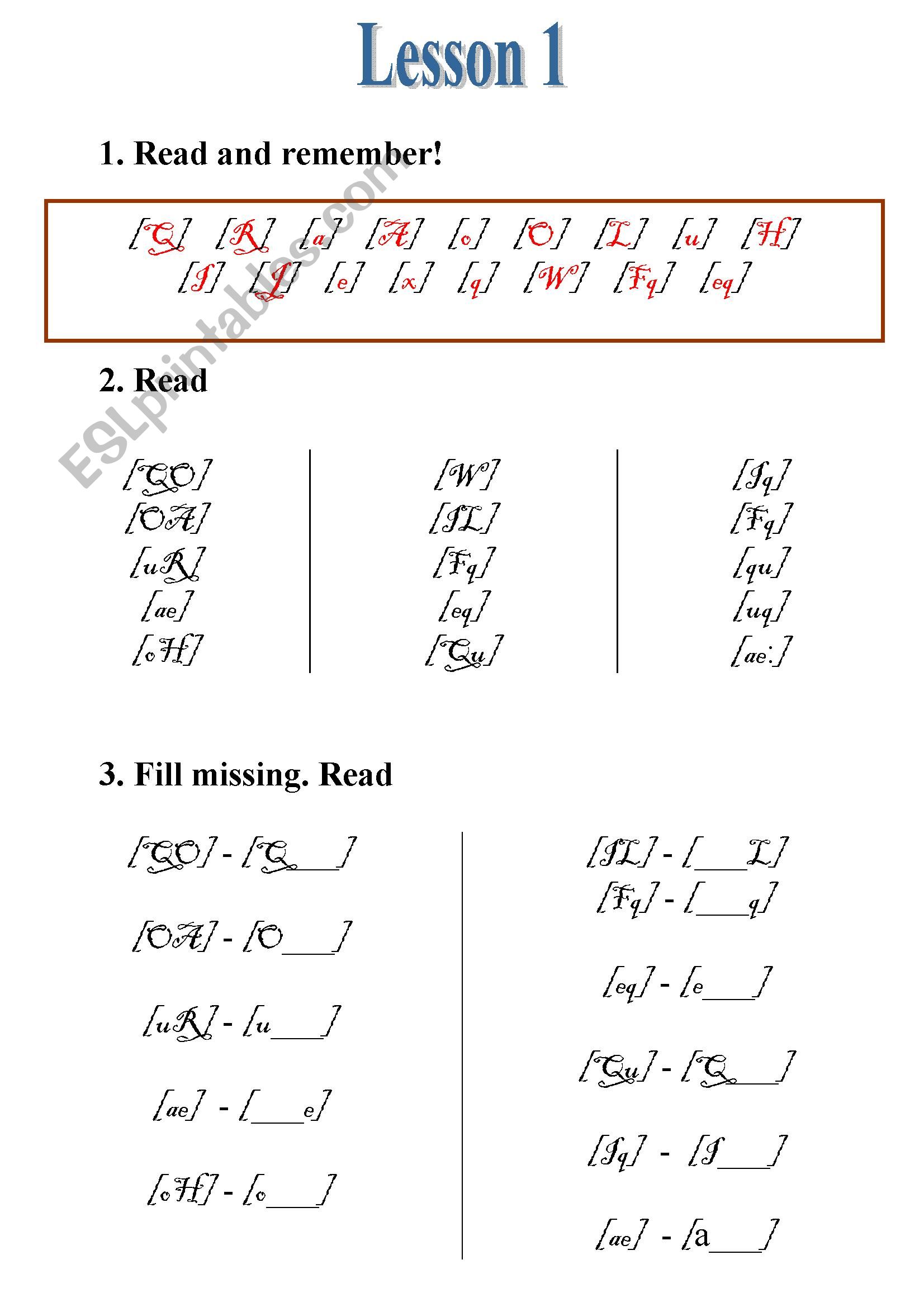 Transcription - Lesson 1 - Vowels