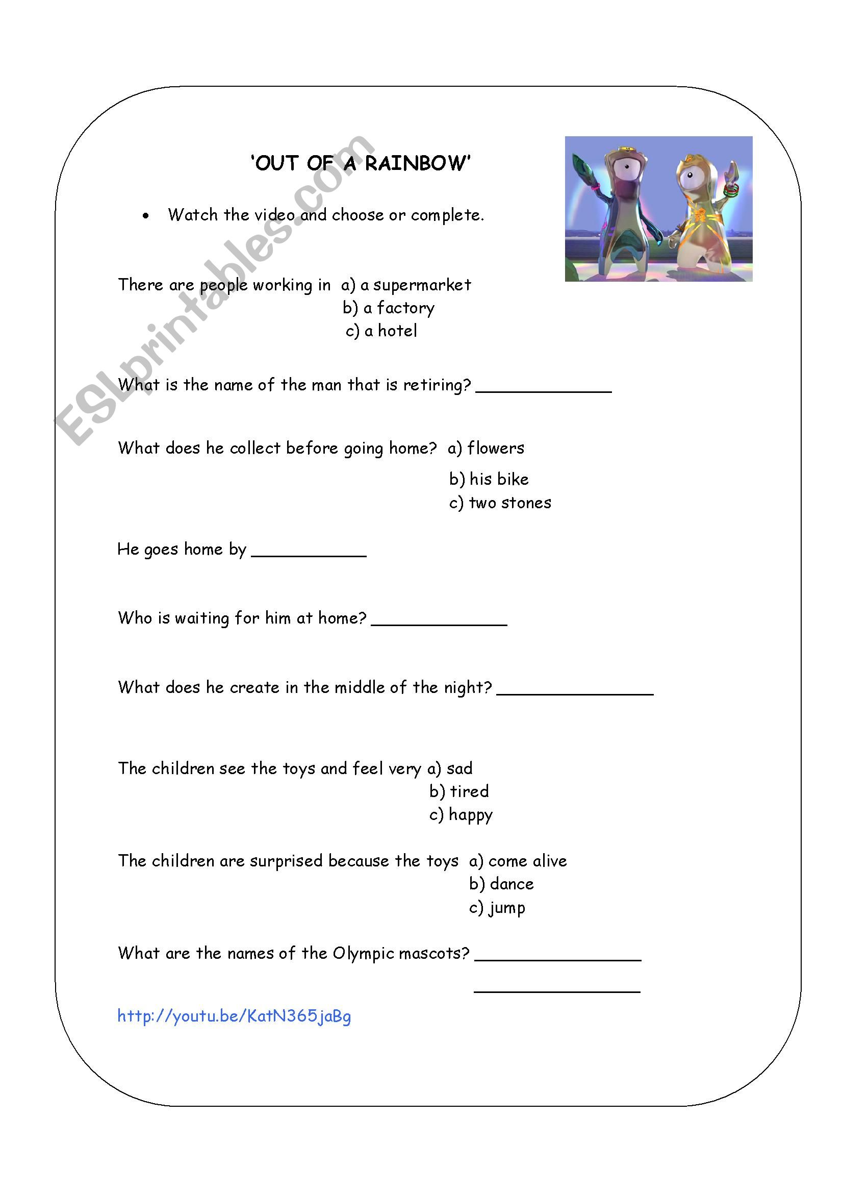 London 2012 mascots worksheet