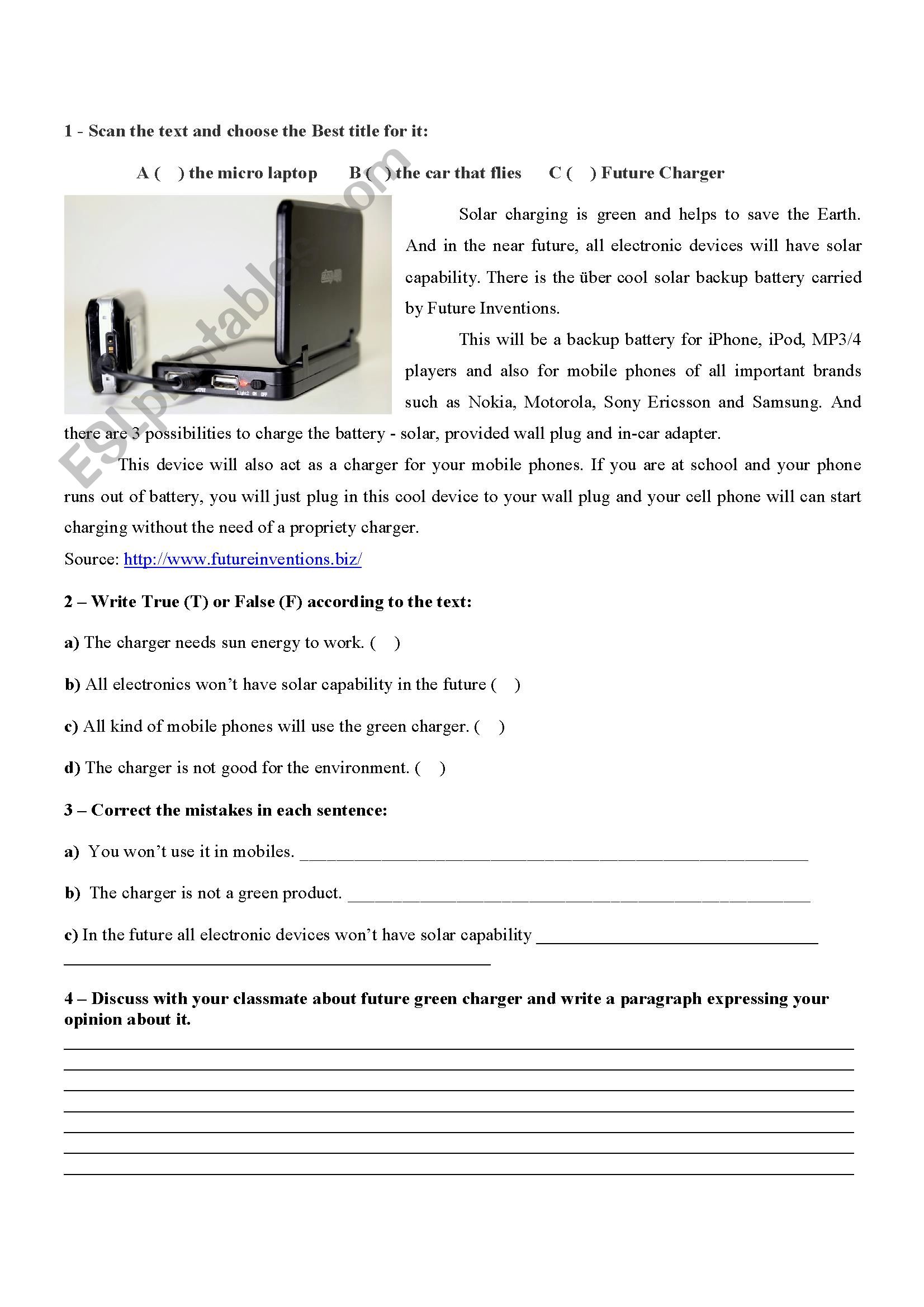 Future (Will) worksheet