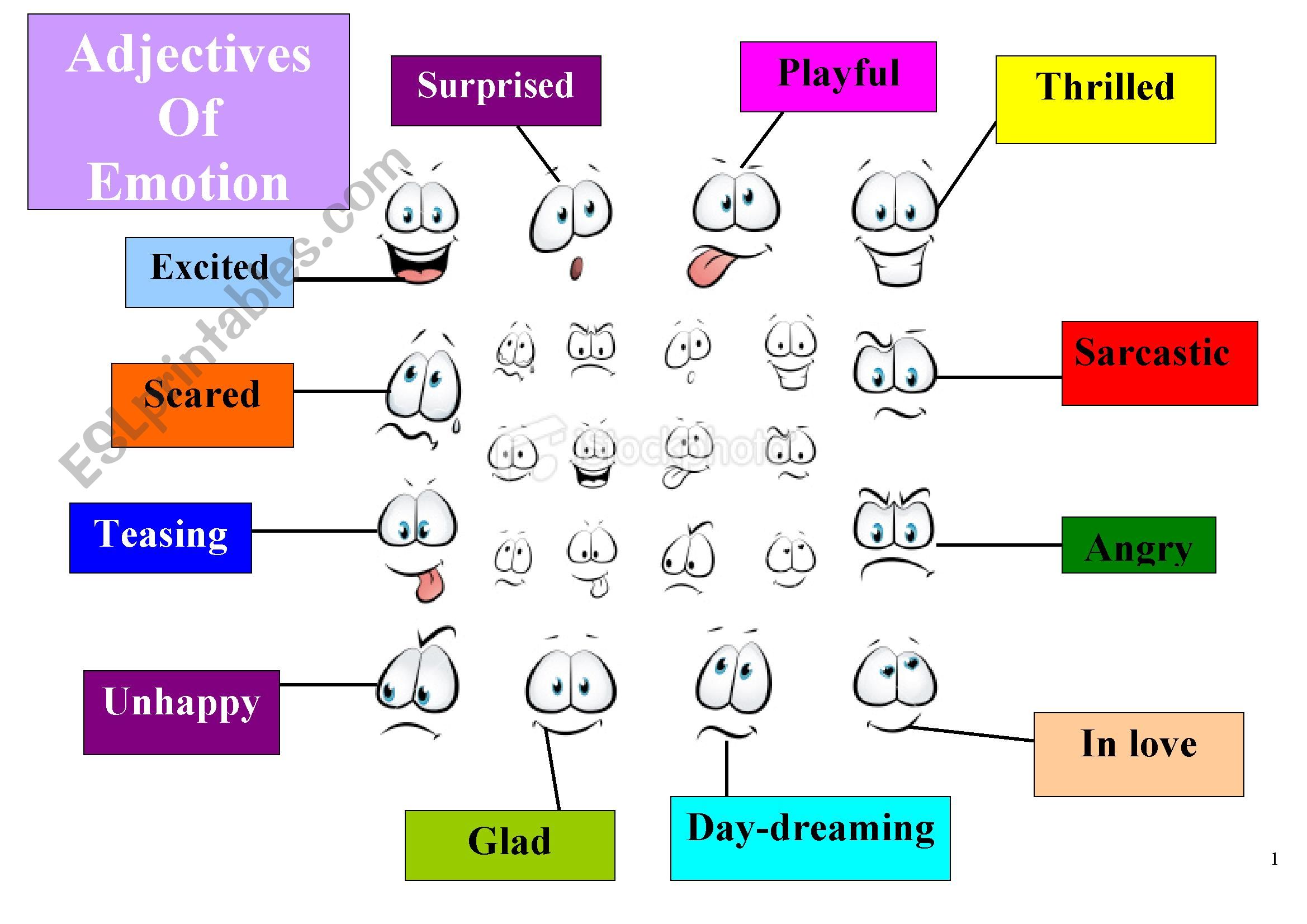 Adjectives of Emotion for Beginners Worksheet 1
