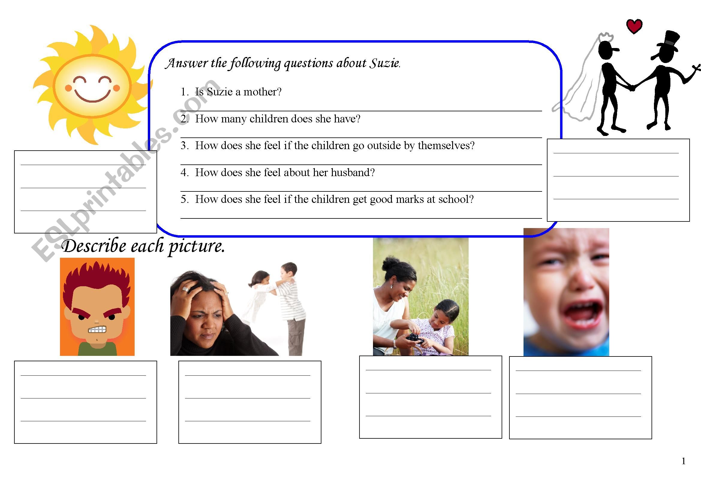 Adjectives of Emotion for Beginners Worksheet 2