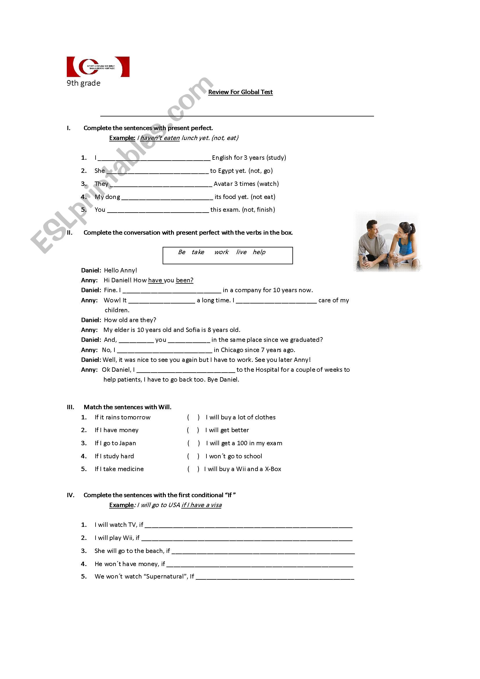 Review Present perfect worksheet