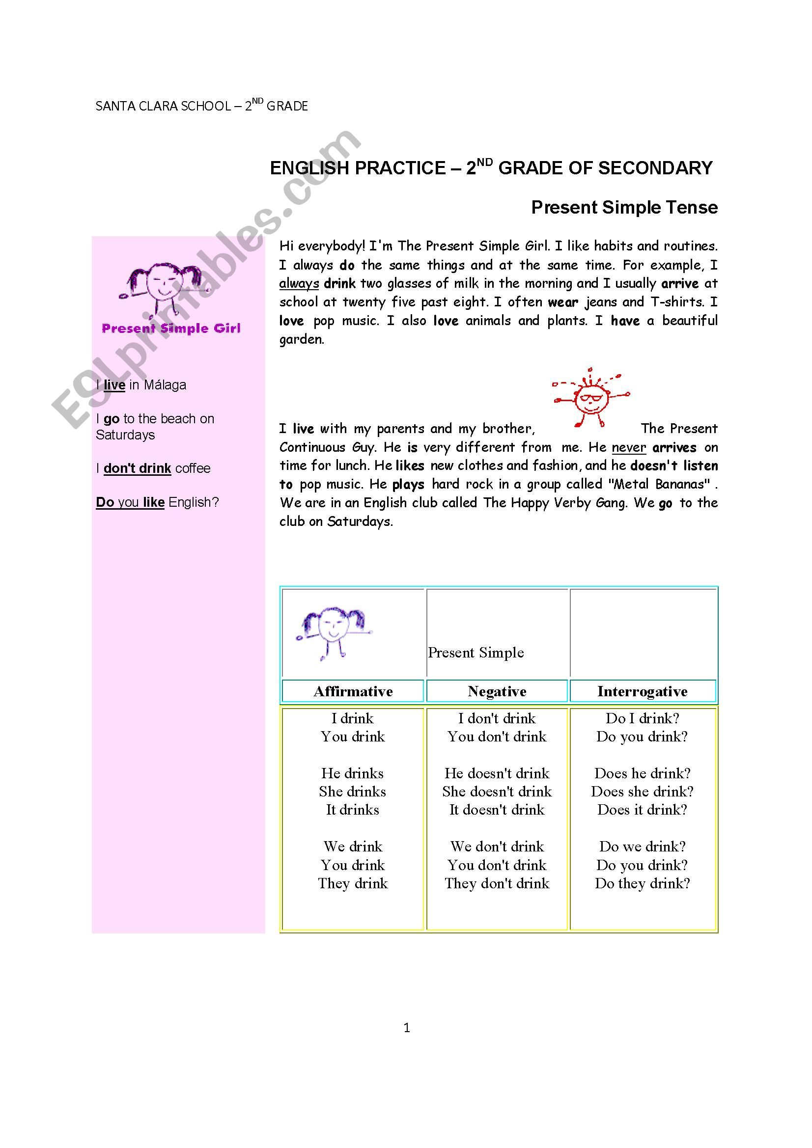 TEST 2ND GRADE OF SECONDARY worksheet