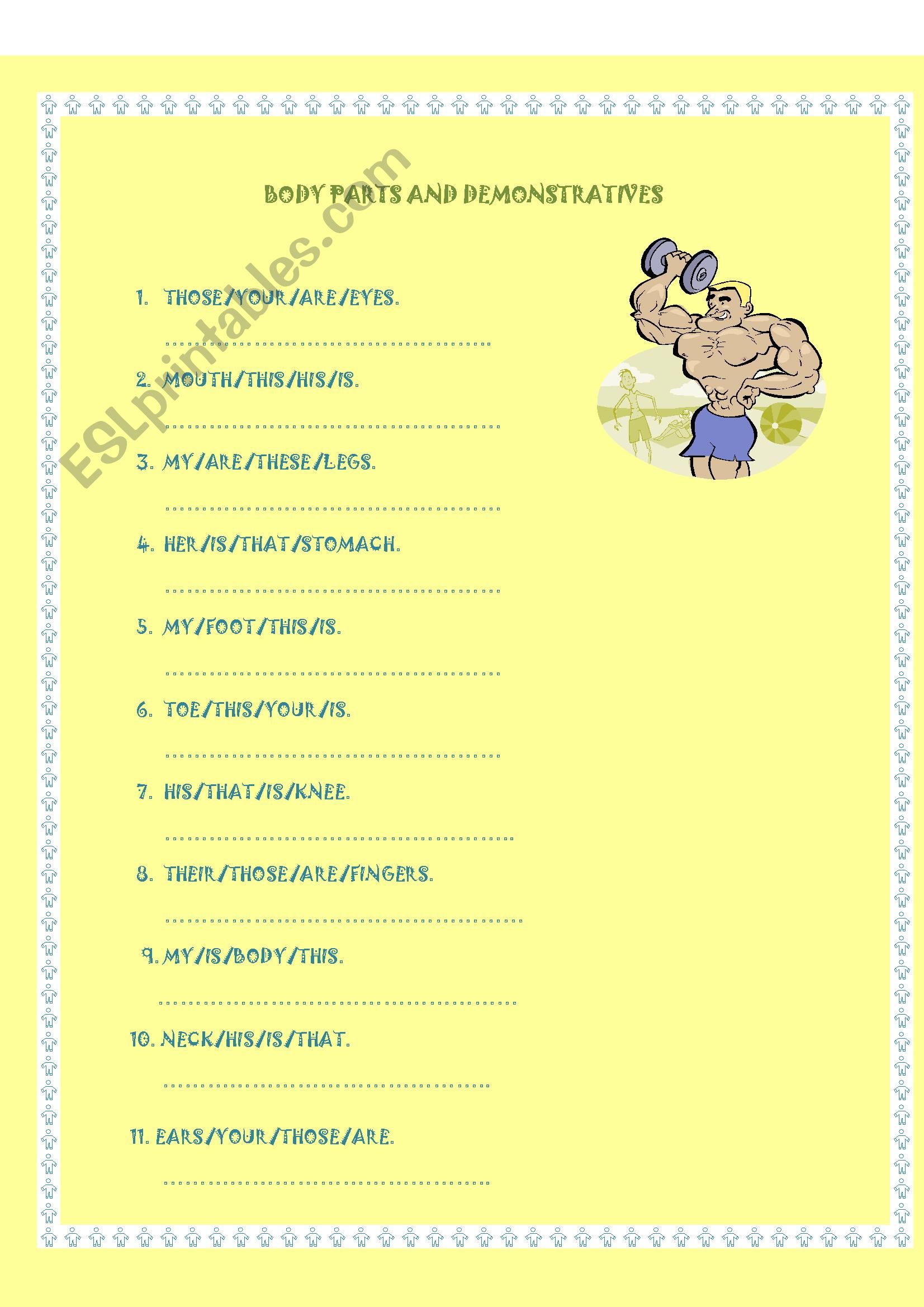 Body parts and demonstratives reordering