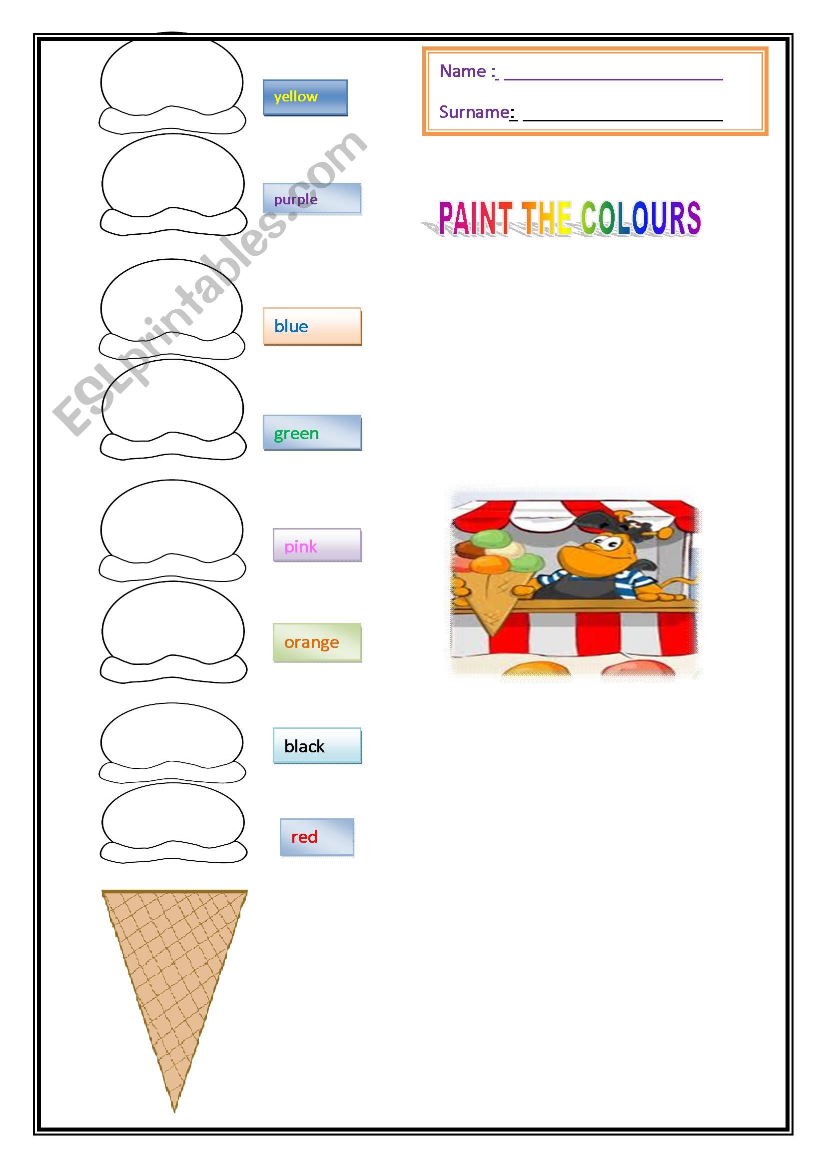  colours worksheet
