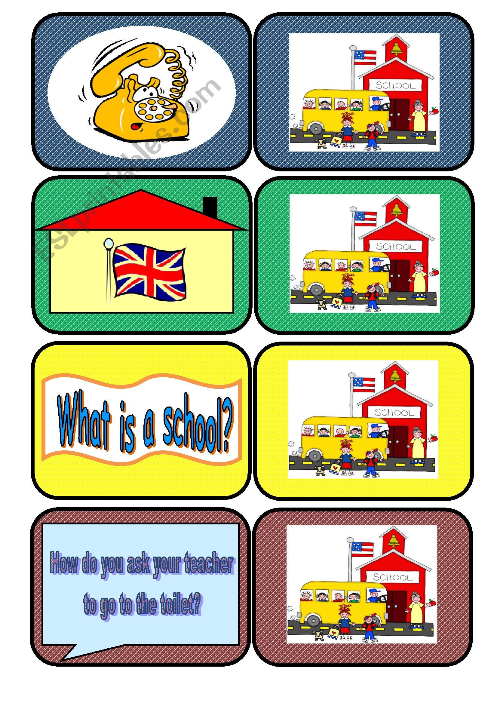 Dice BoardGame Cards 10 - School