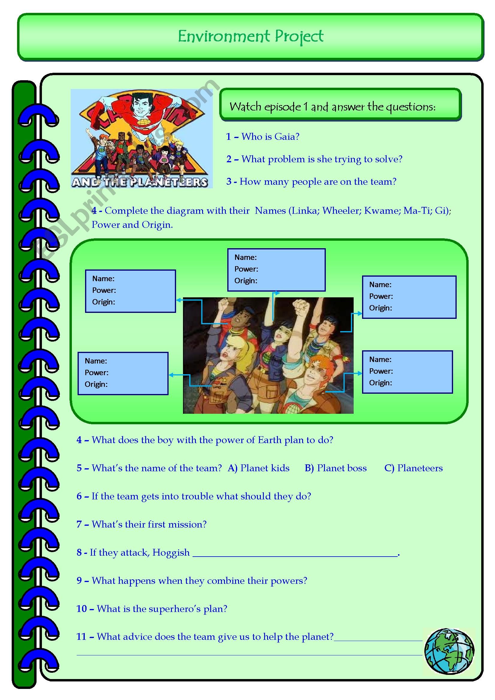 Captain Planet Episode 1  worksheet