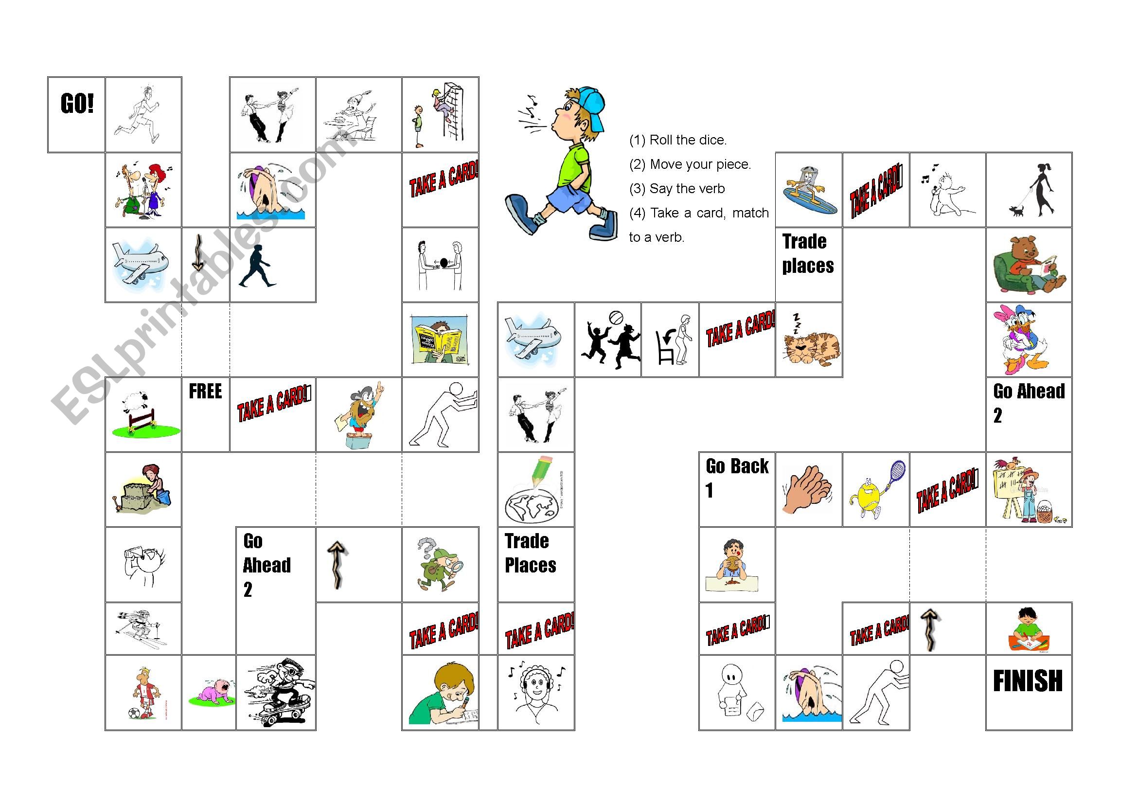 Action Verbs Board Game worksheet