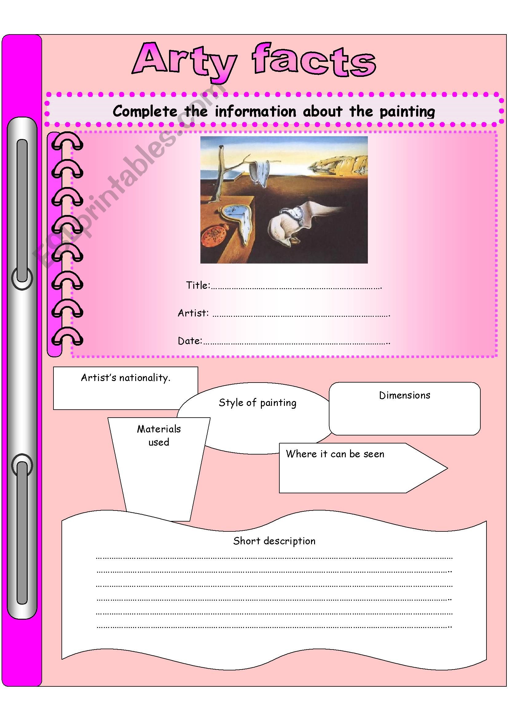 ARTY FACTS worksheet