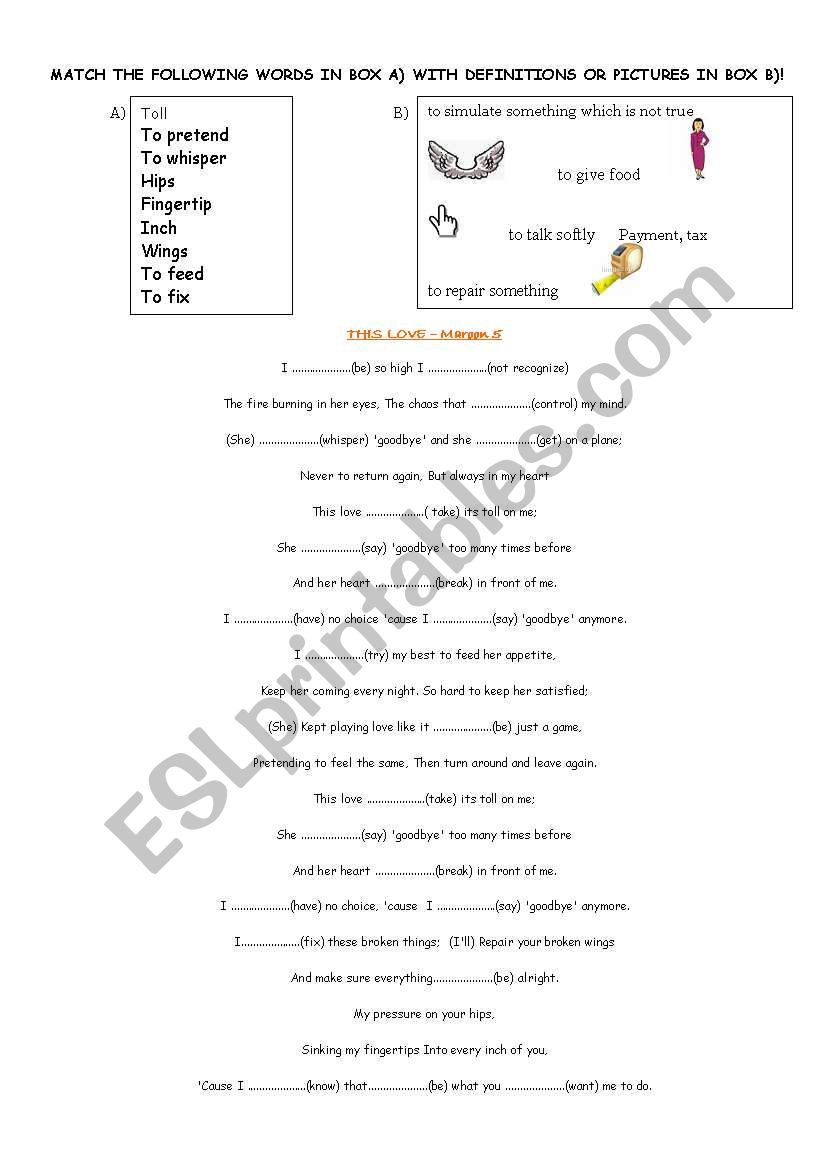 This Love Maroon 5 worksheet