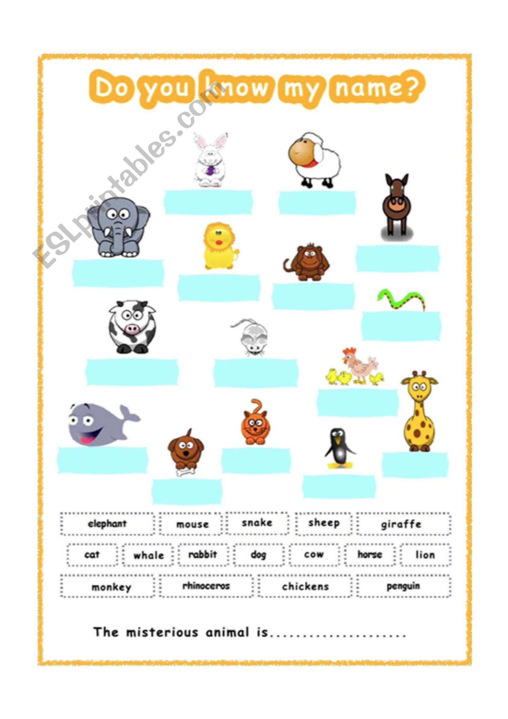 Animals  for GESE grade 1-2 worksheet