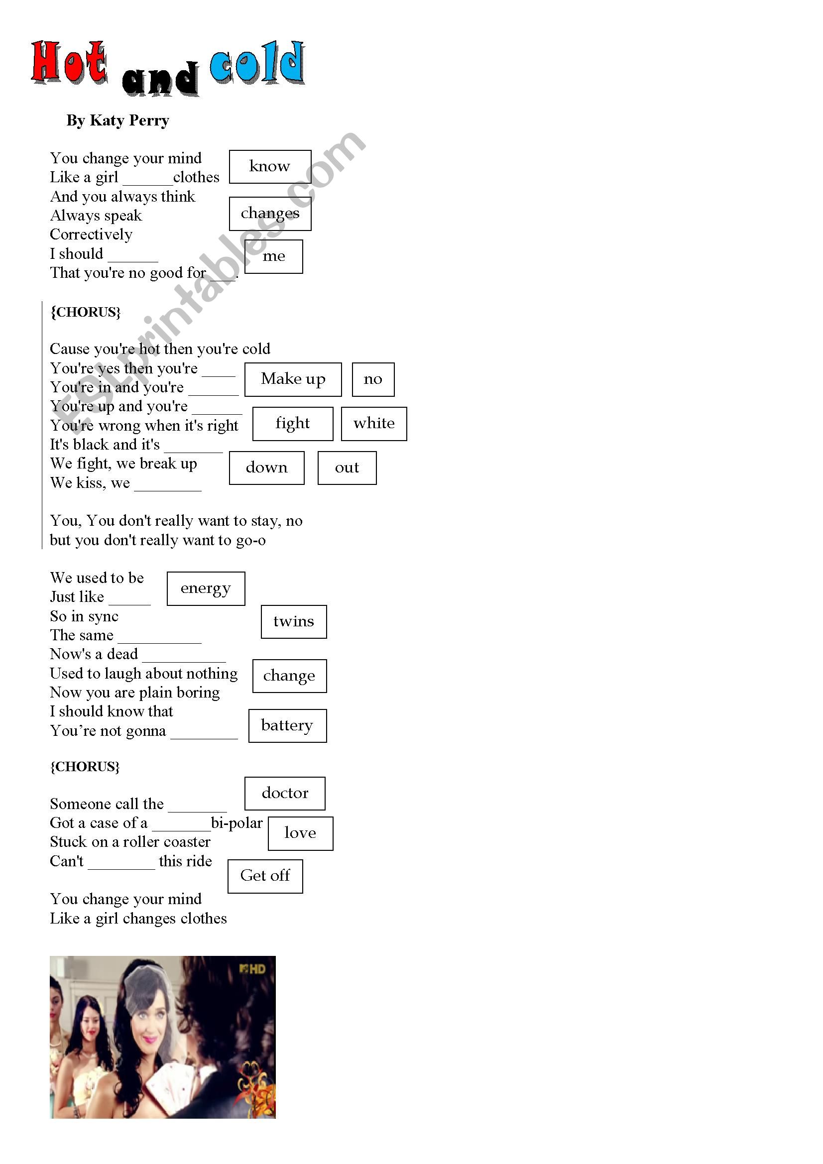 hot n cold worksheet