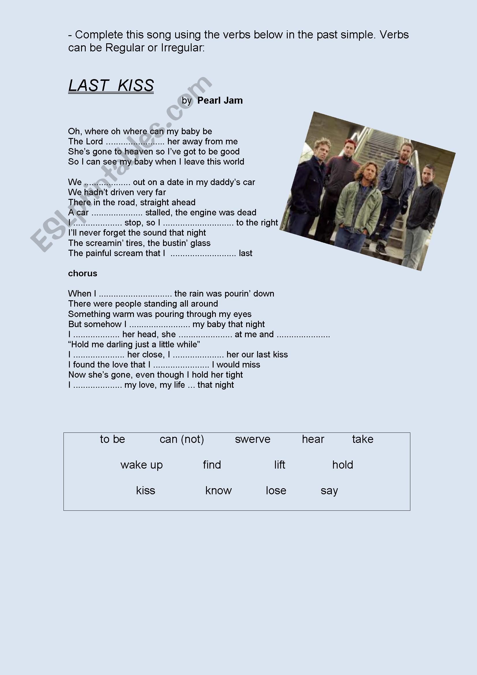 Last Kiss - Pearl Jam worksheet