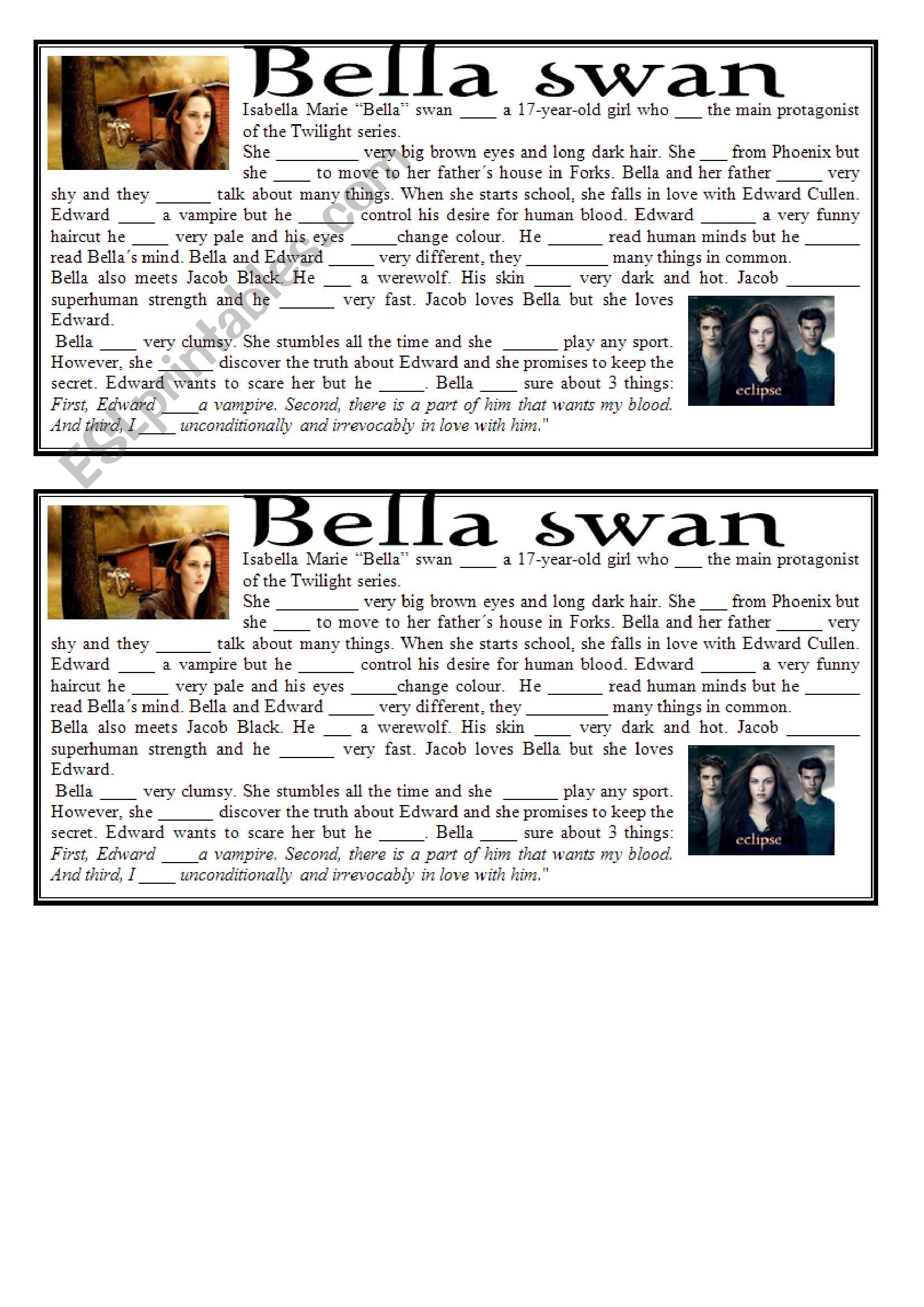 bella swan (can/have/tobe) worksheet