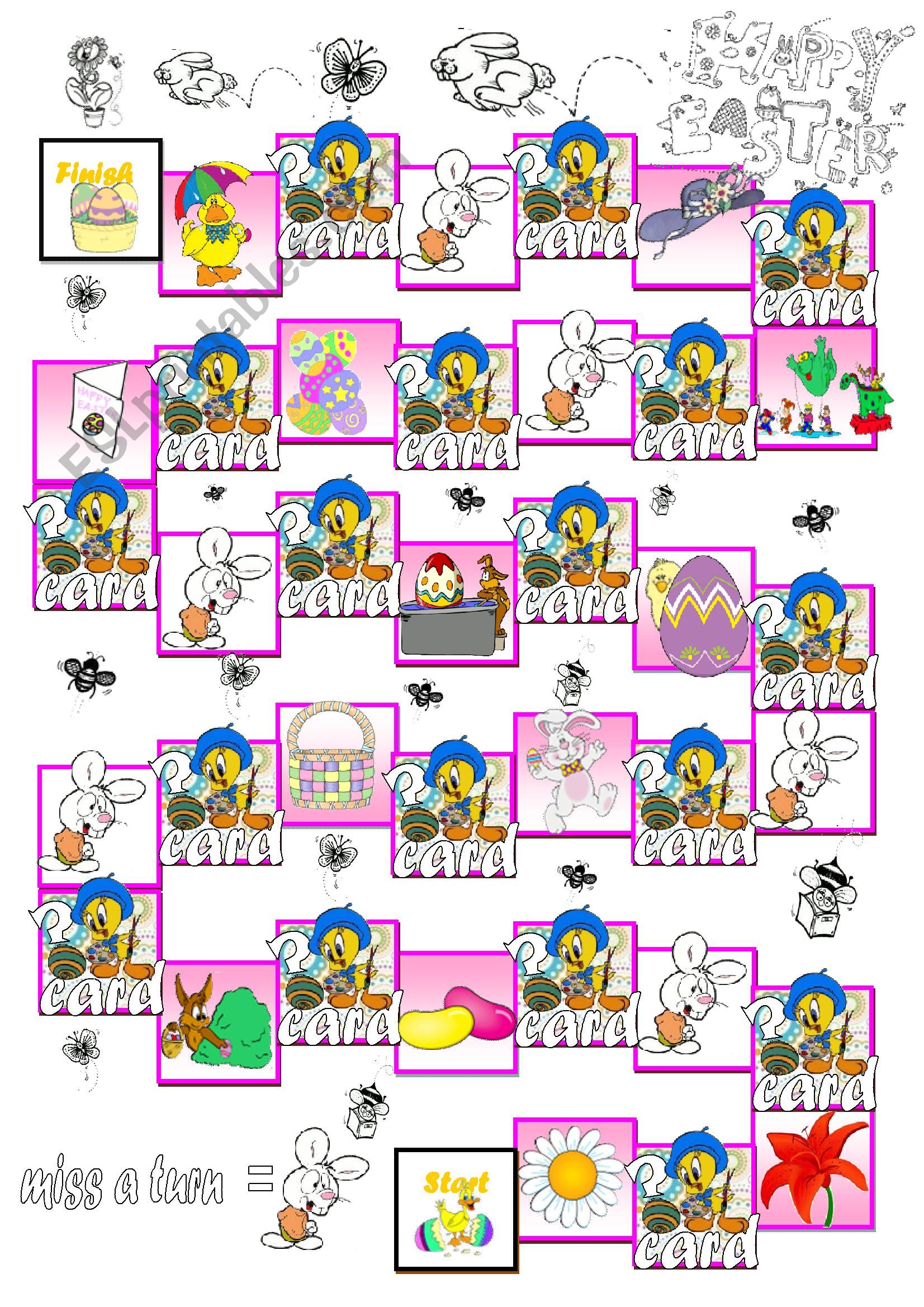 Easter boardgame Cards 1/2 worksheet